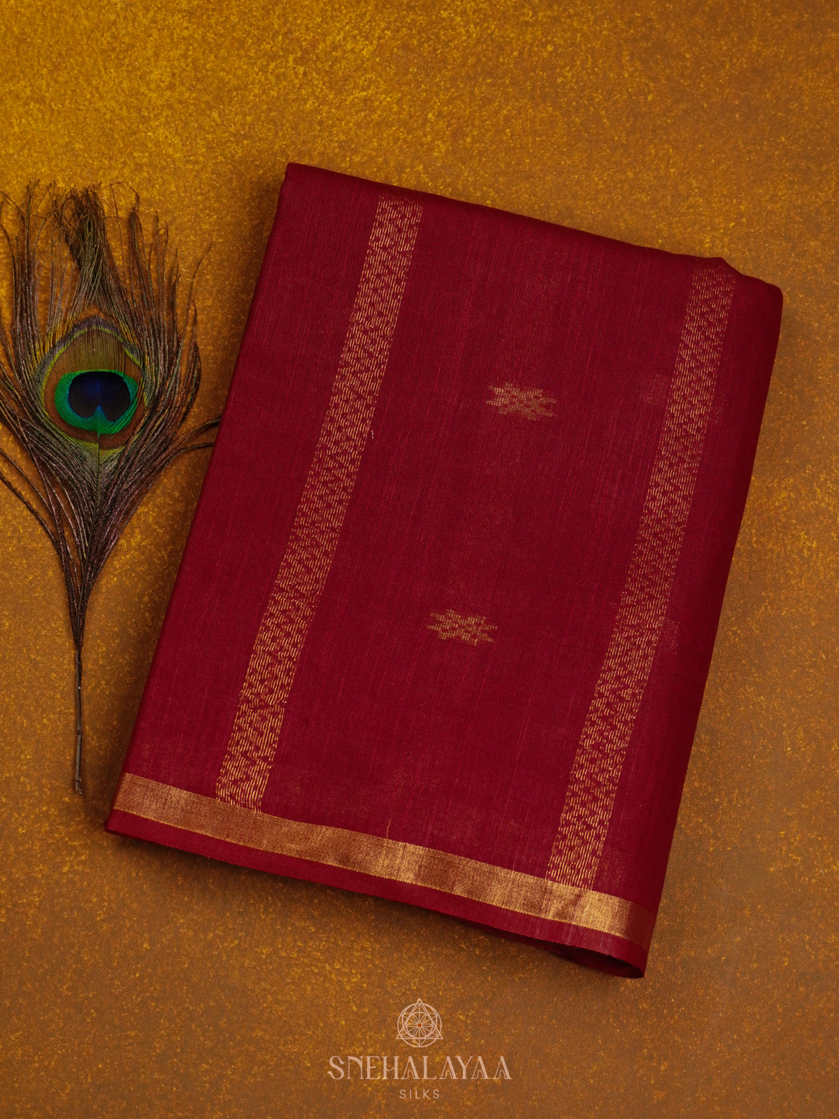 Maroon Bamboo Silk Saree