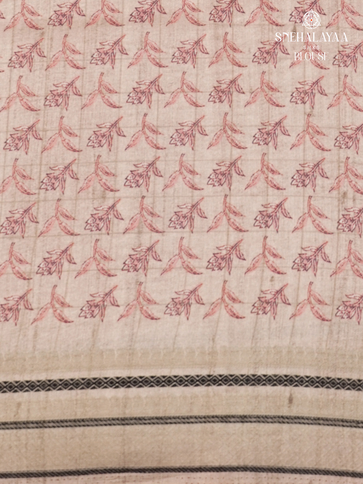 Maroon Floral Printed Tussar Saree