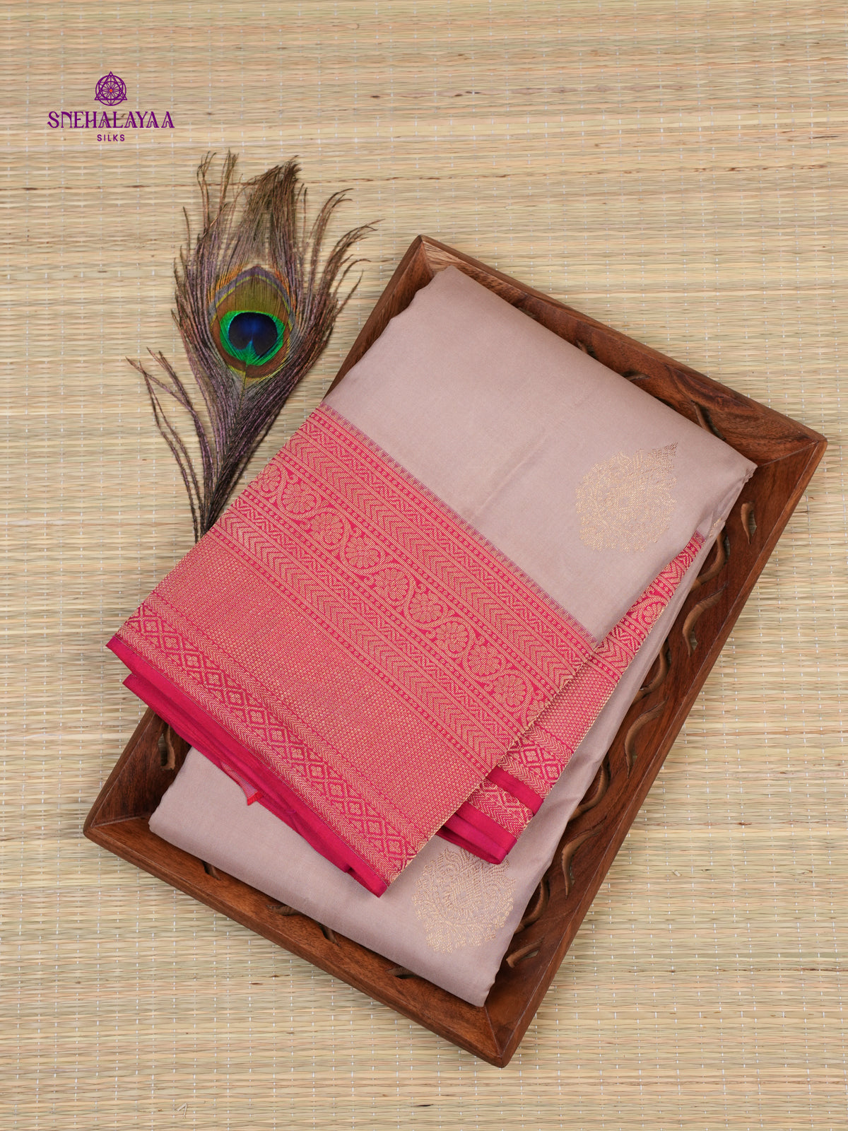 Beige Kanjivaram Silk Saree