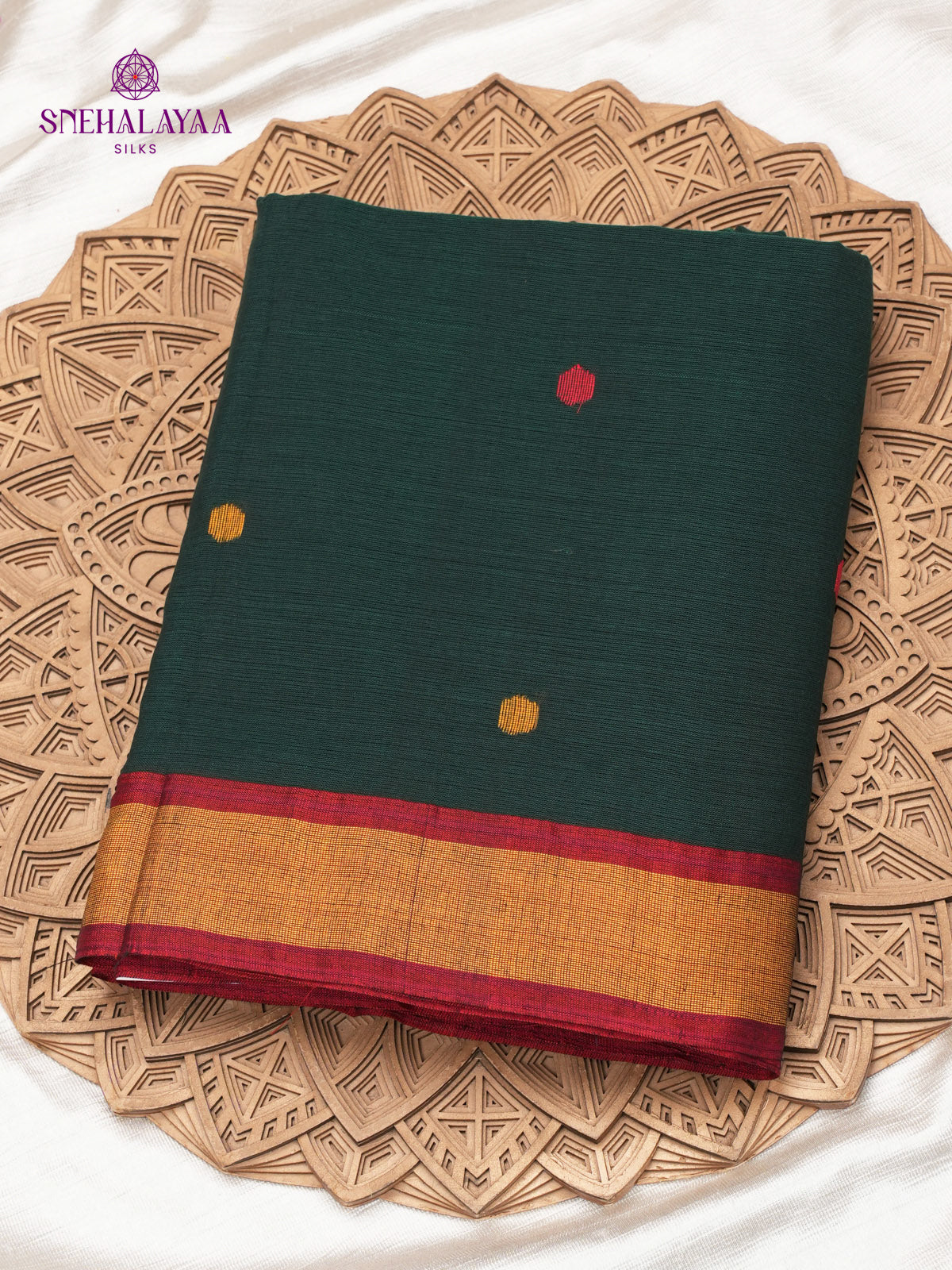 Bottle Green Khadi Cotton Saree
