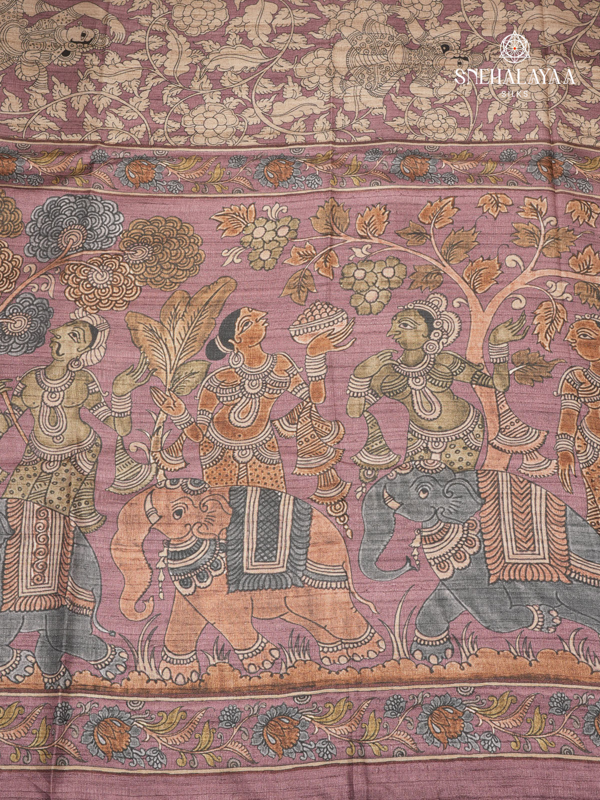 Mauve Rose Kalamkari Tussar Saree