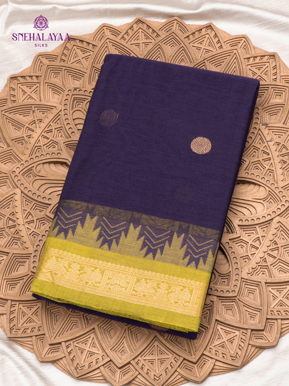 Navy Blue Pure Kanchi Cotton Saree
