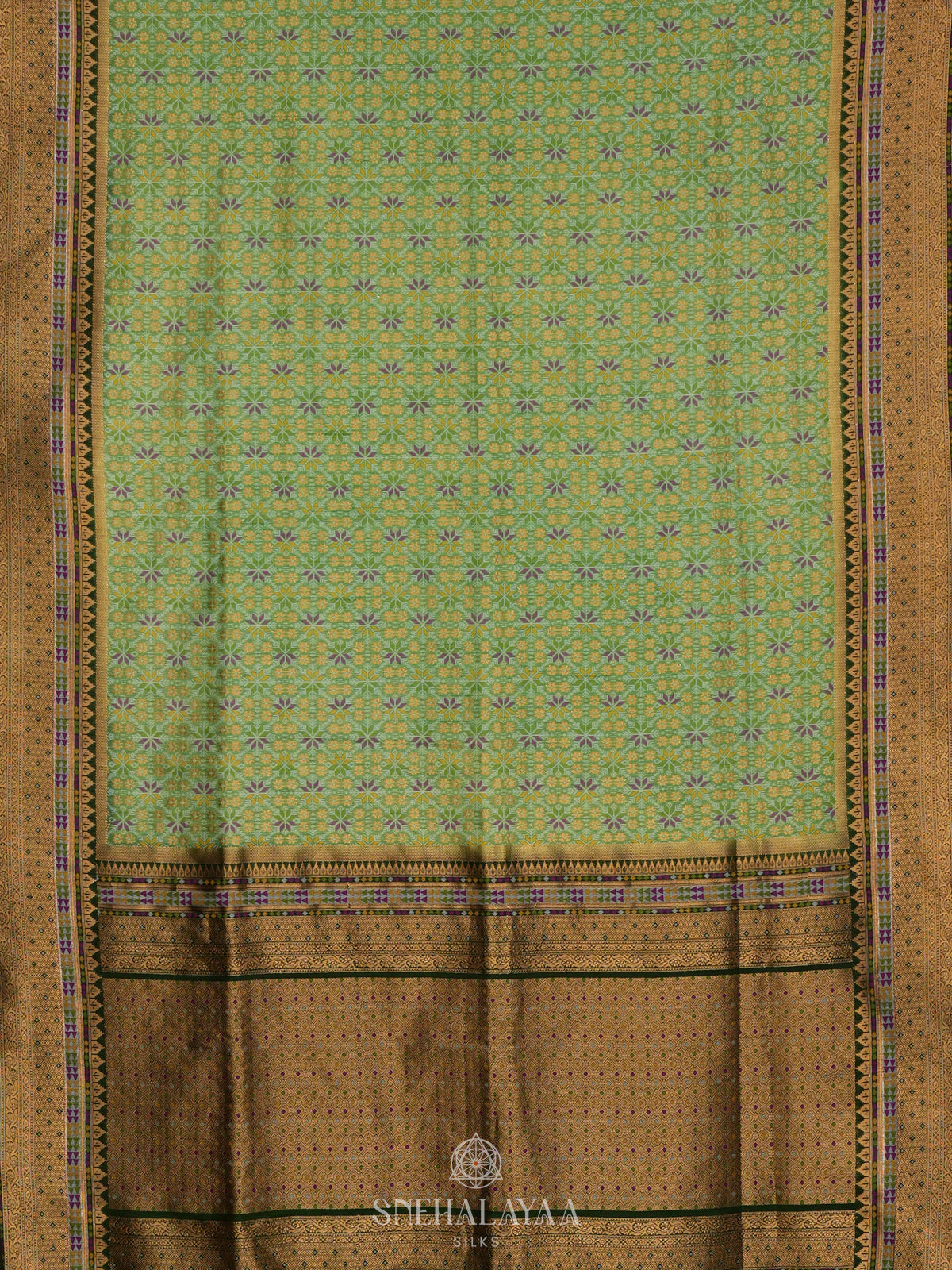 Green Ikat Silk Saree