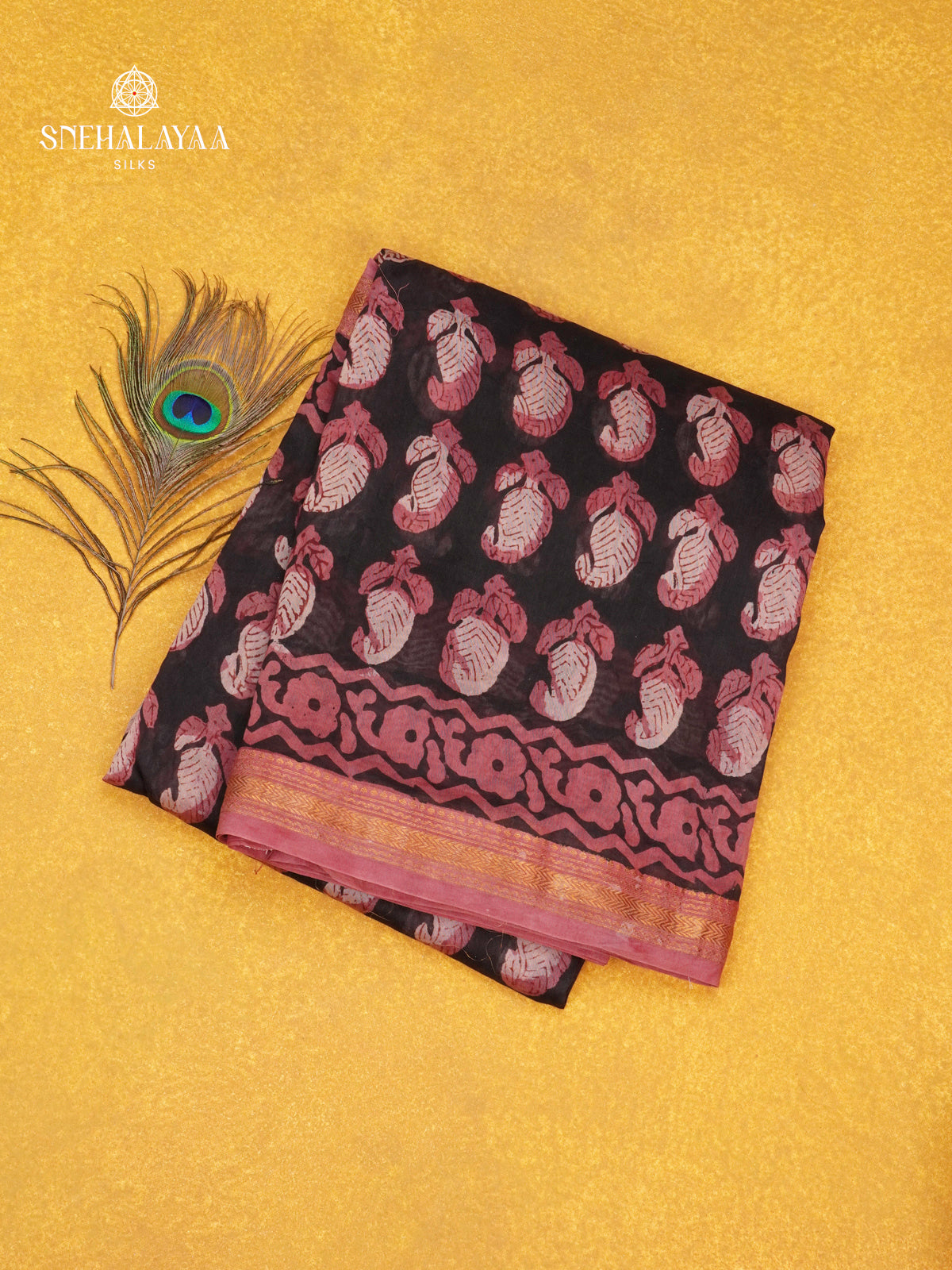 Black Chanderi Saree