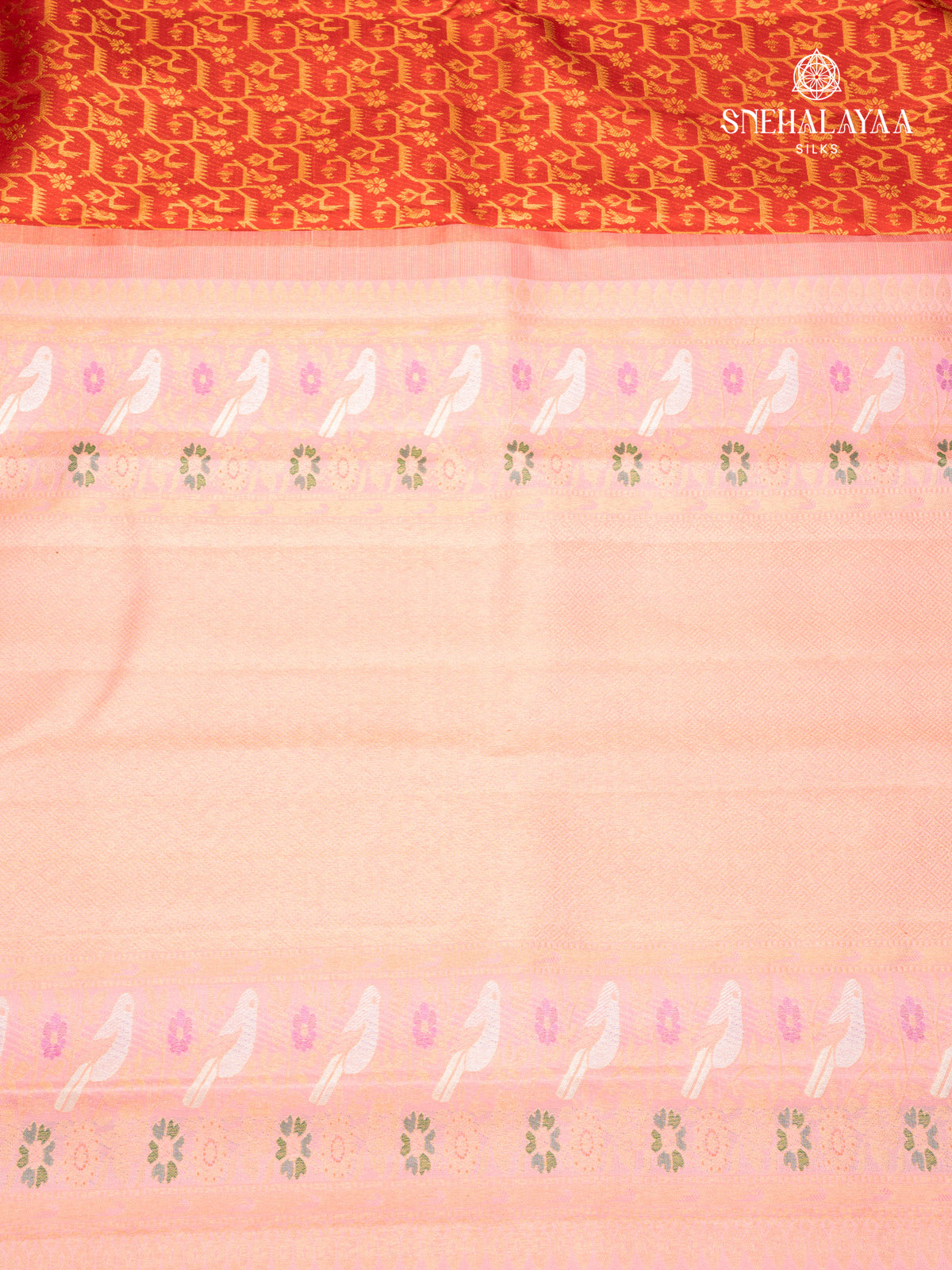 Rust Orange Kanjivaram Silk Saree