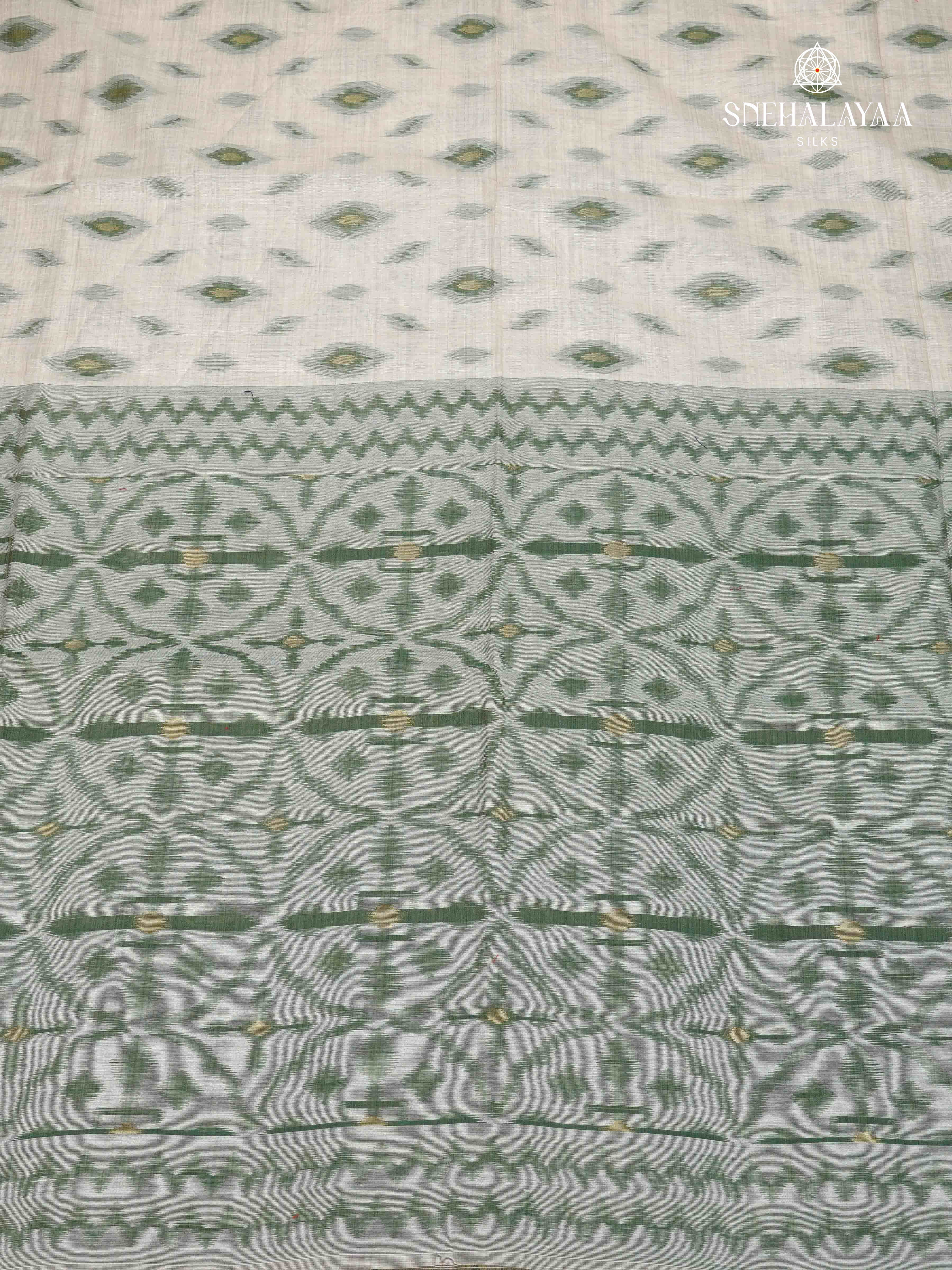 Off White Munga Cotton Saree