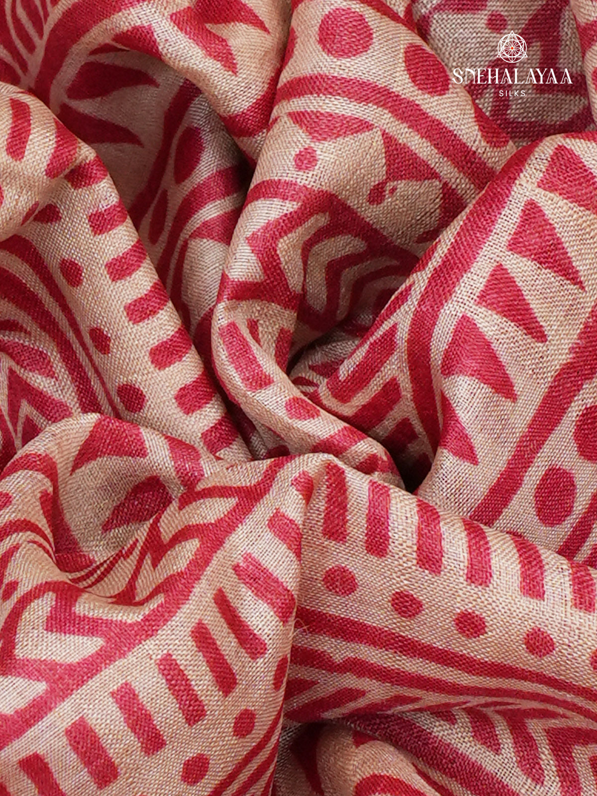 Peach Tussar Silk Saree