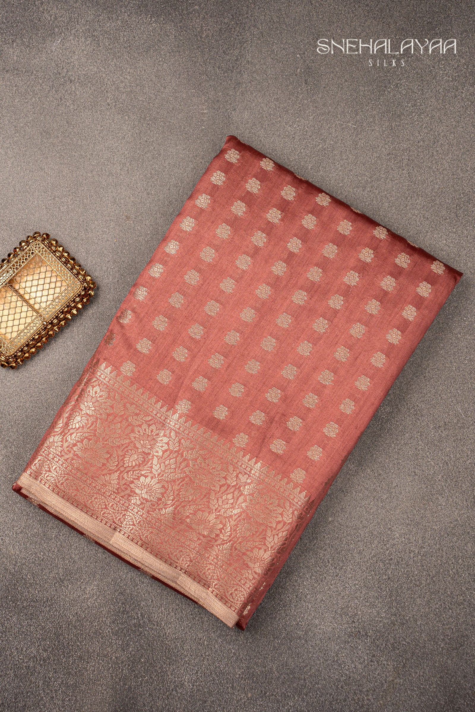 Peach Pink Banaras Dupion Silk Saree