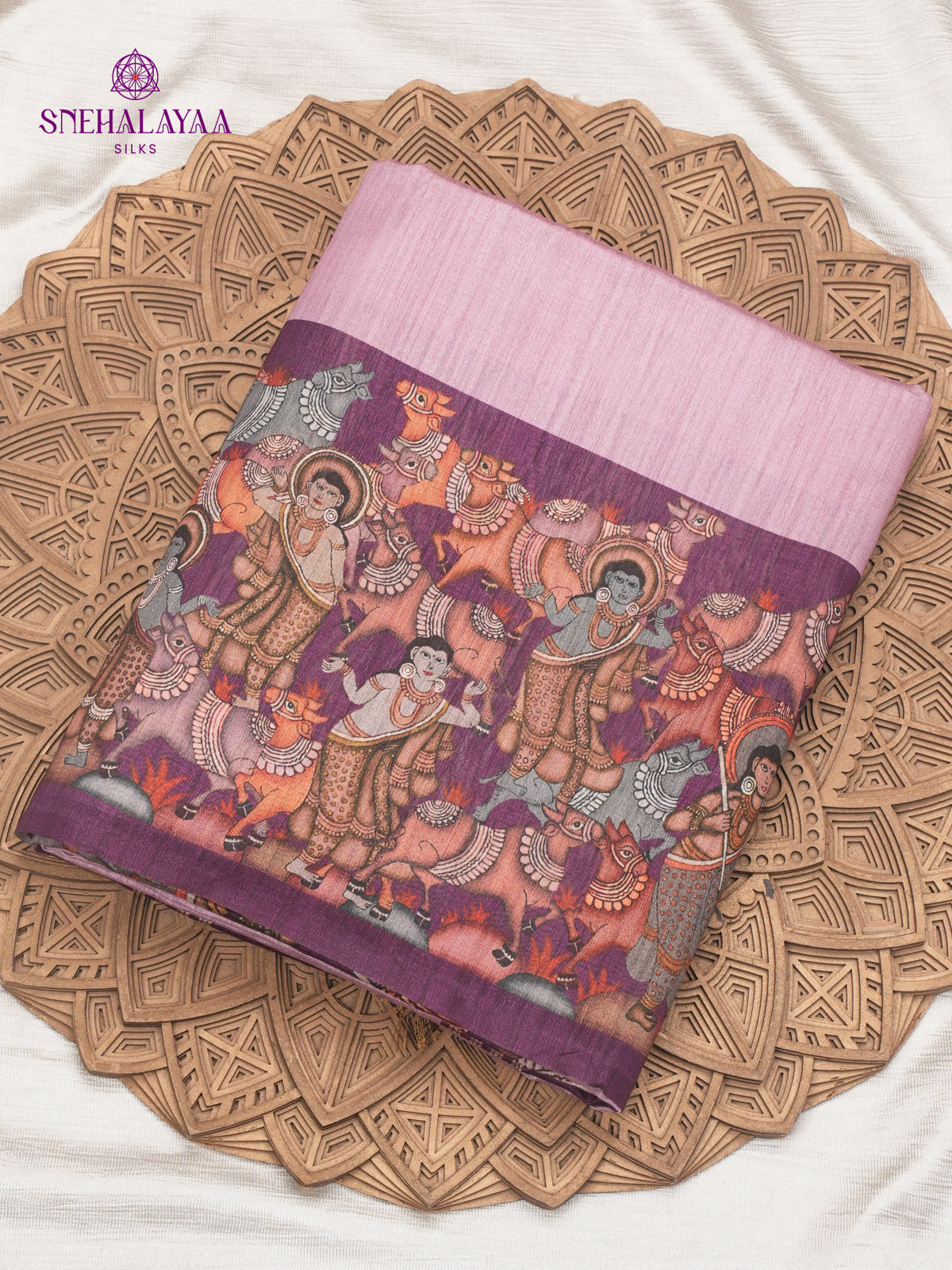 Lavender Kalamkari Tussar Saree