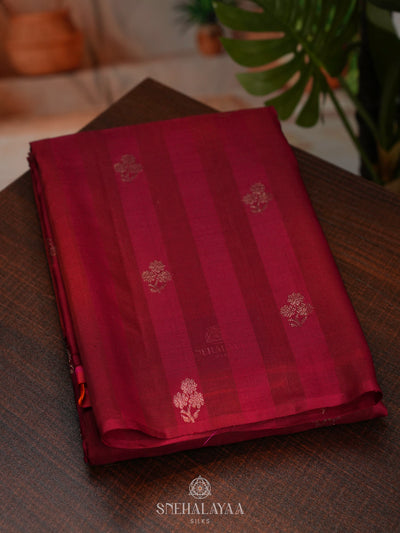 Maroon Kanchi Linen Silk Saree