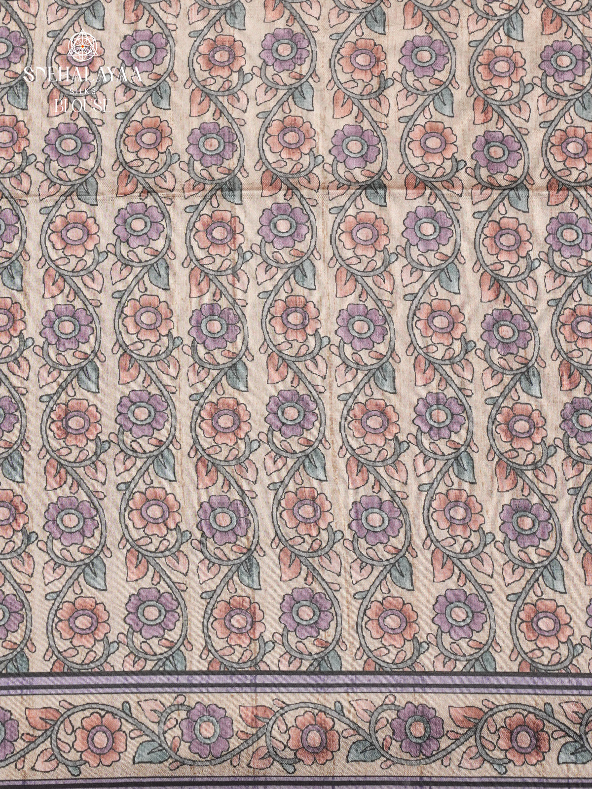 Grey Tussar Embroidery Saree