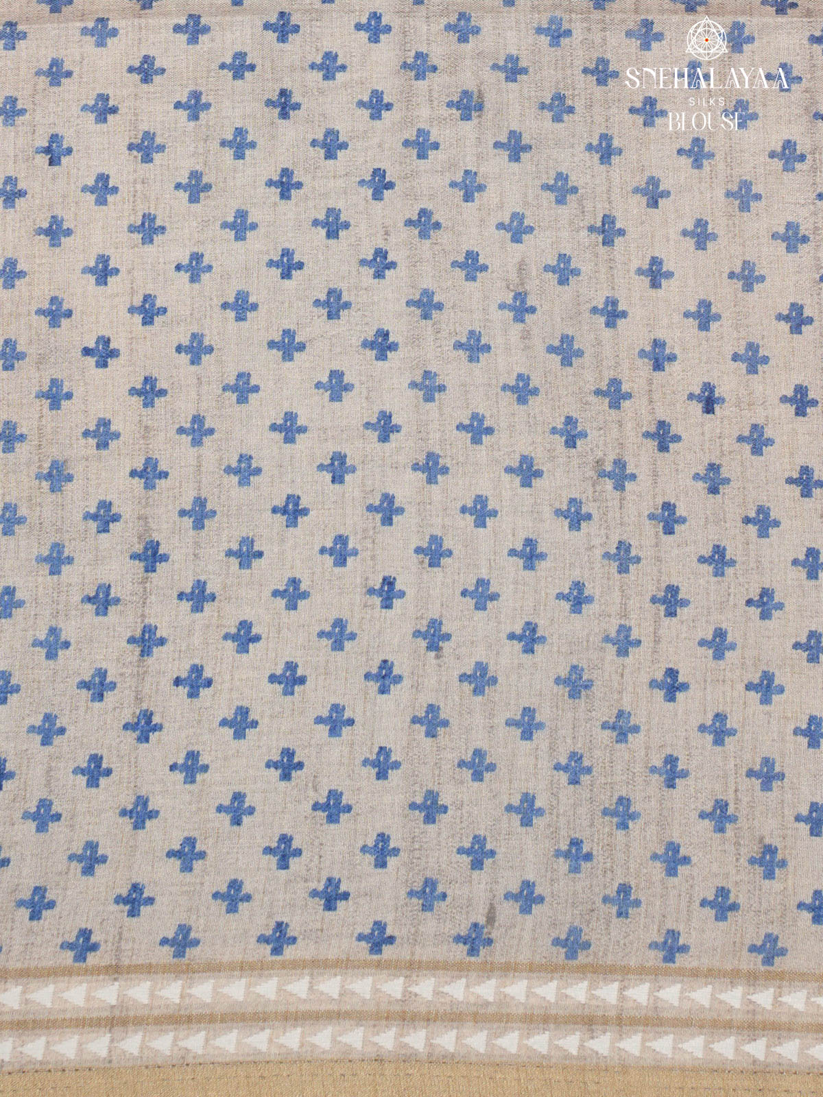 Off White Printed Tussar Saree