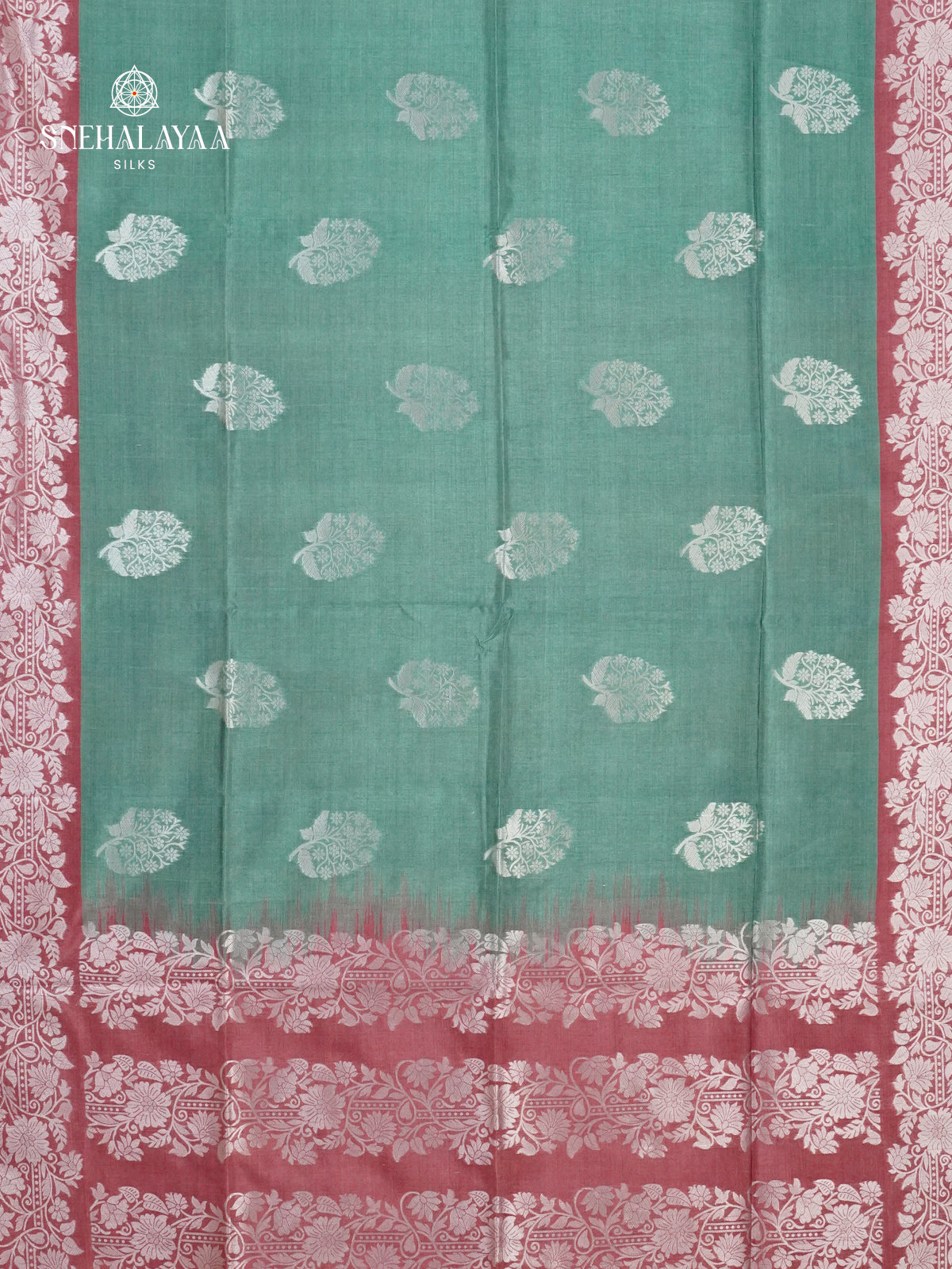 Teal Green Jute Saree