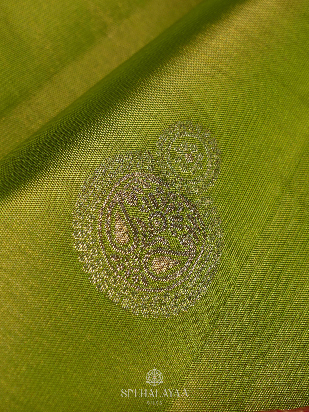 Lime Green Kanjivaram Silk Saree