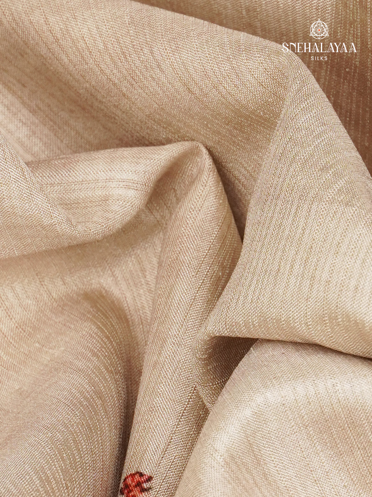 Beige With Pink Border Tussar Saree