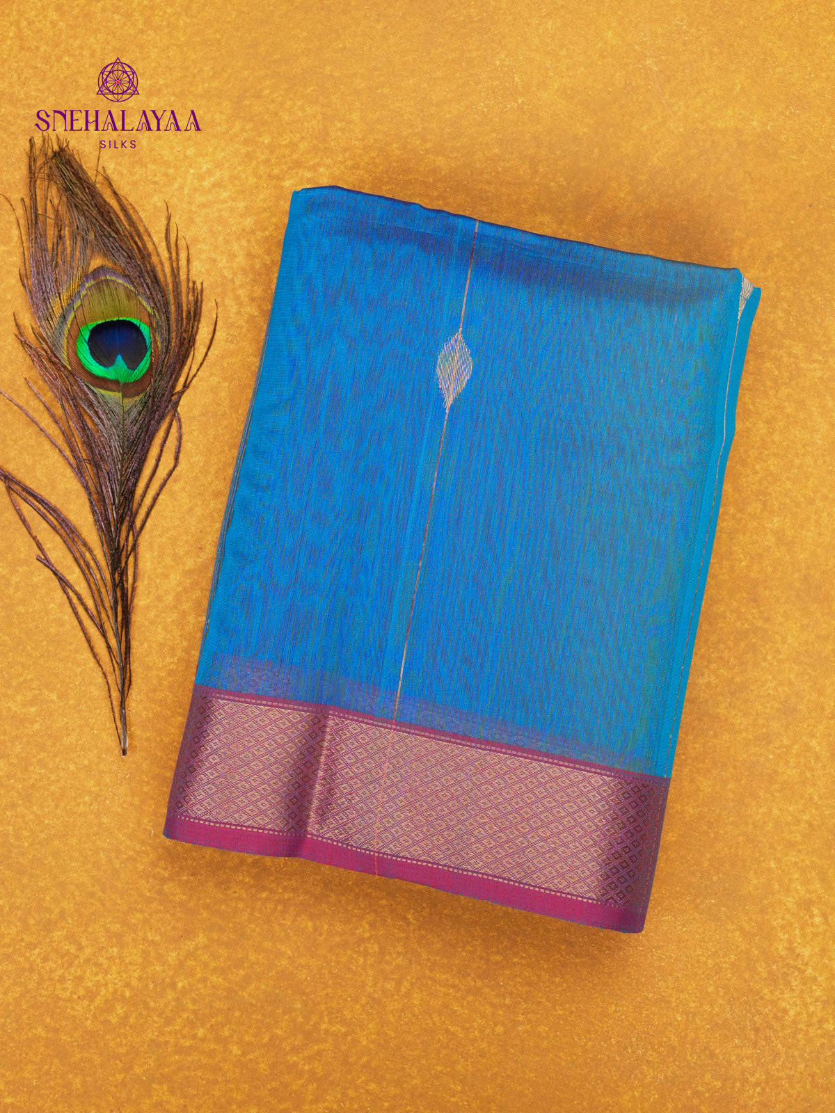 Sky Blue Maheshwari Silk Cotton Saree