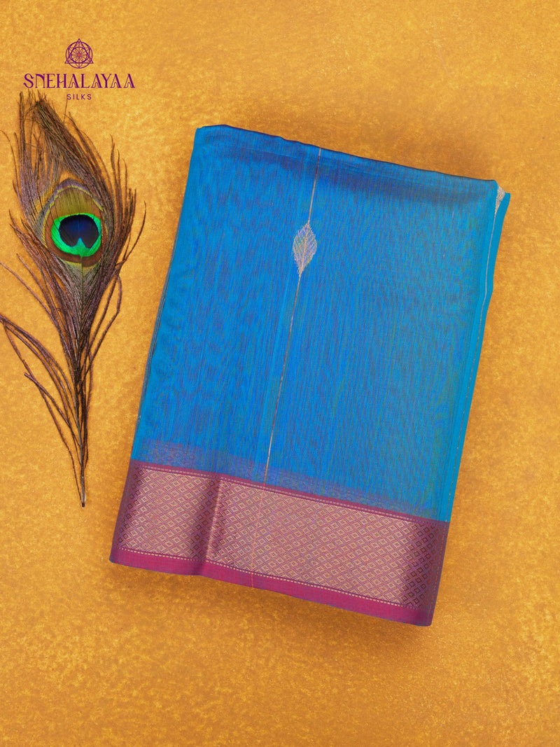 Sky Blue Maheshwari Silk Cotton Saree