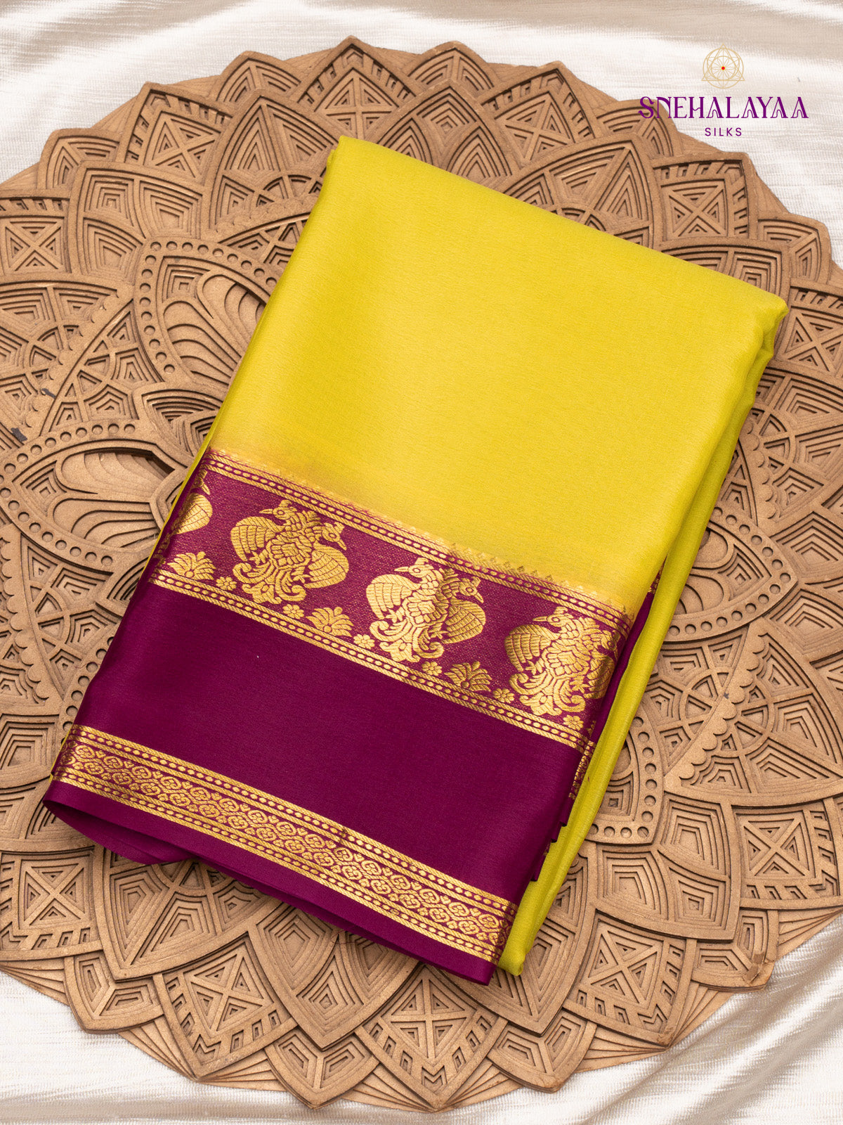 Yellow Mysore Silk Saree
