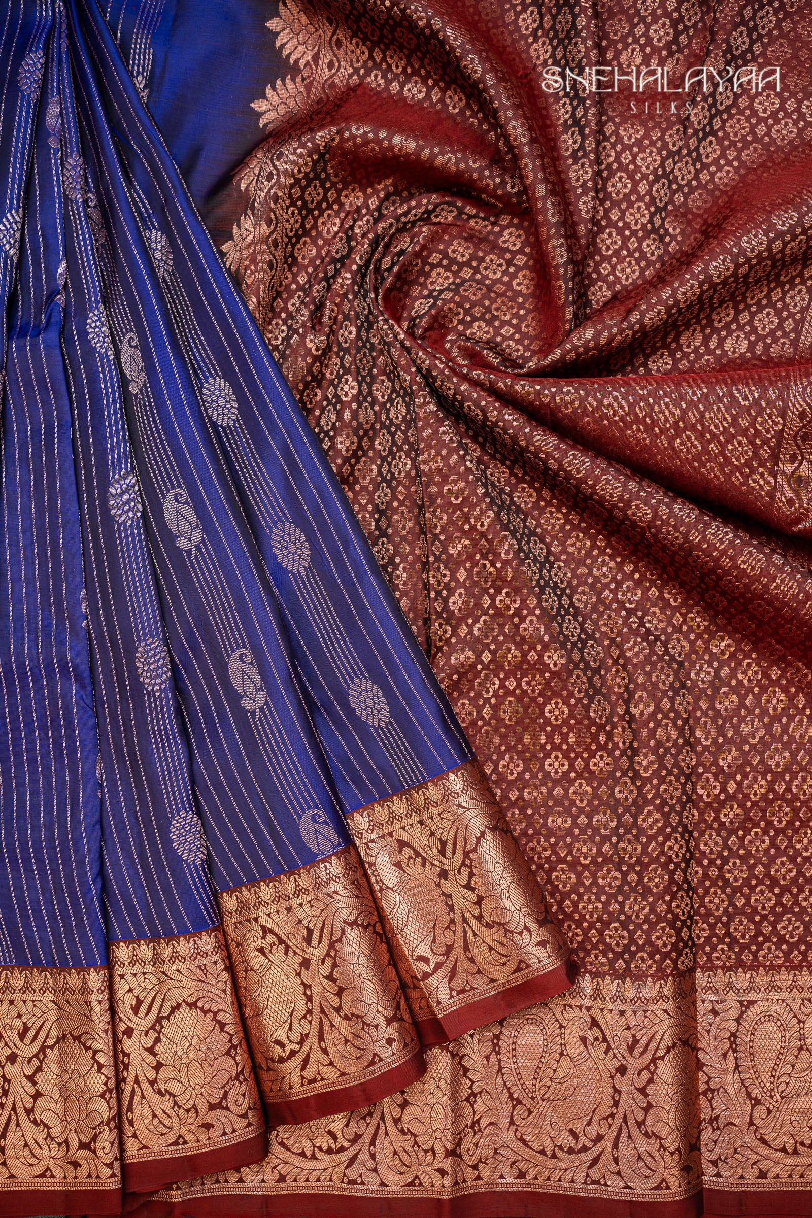 Admiral Blue Kancheevaram Silk Saree
