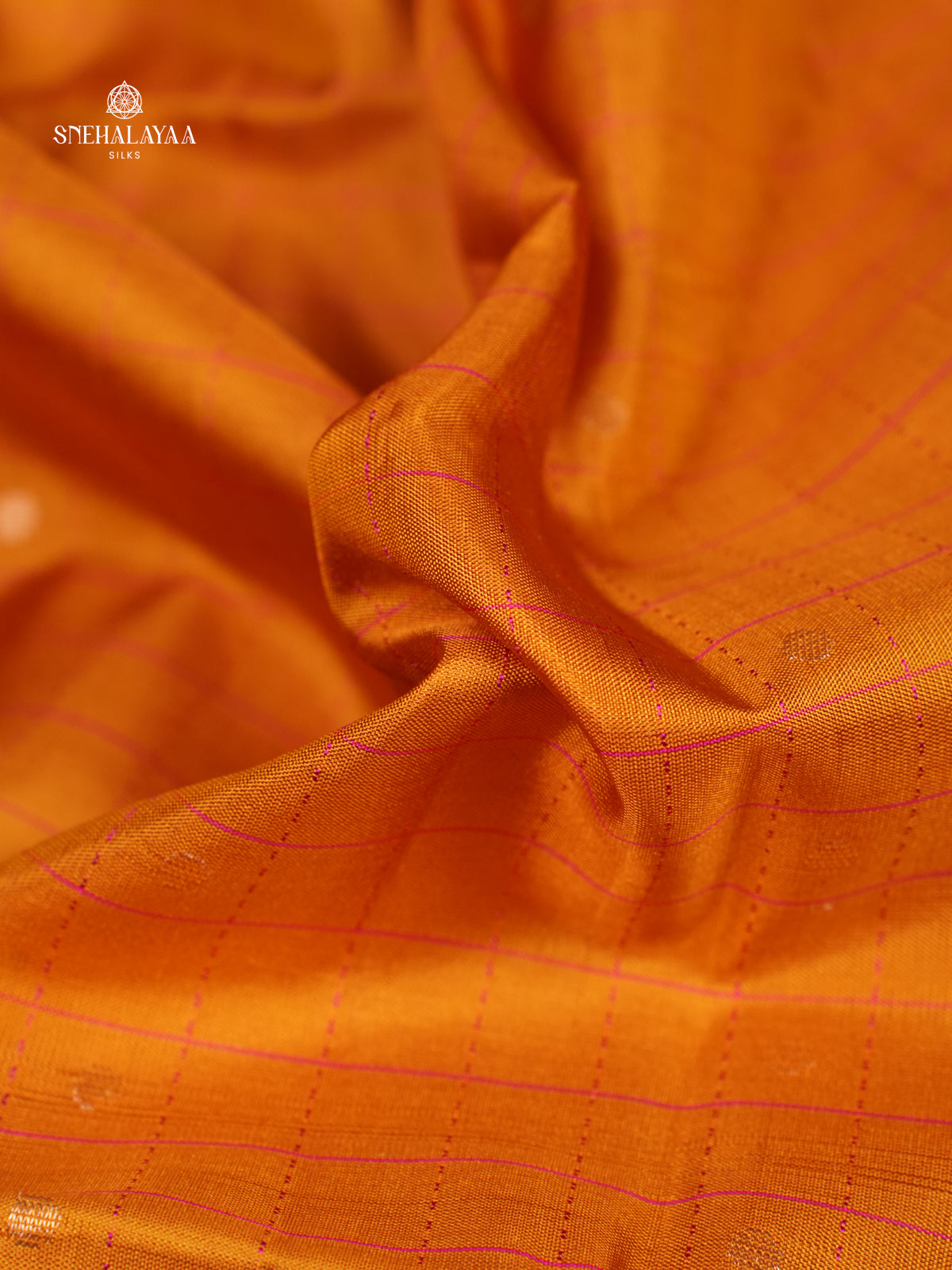 Orange Borderless Kanjivaram Soft Silk Saree