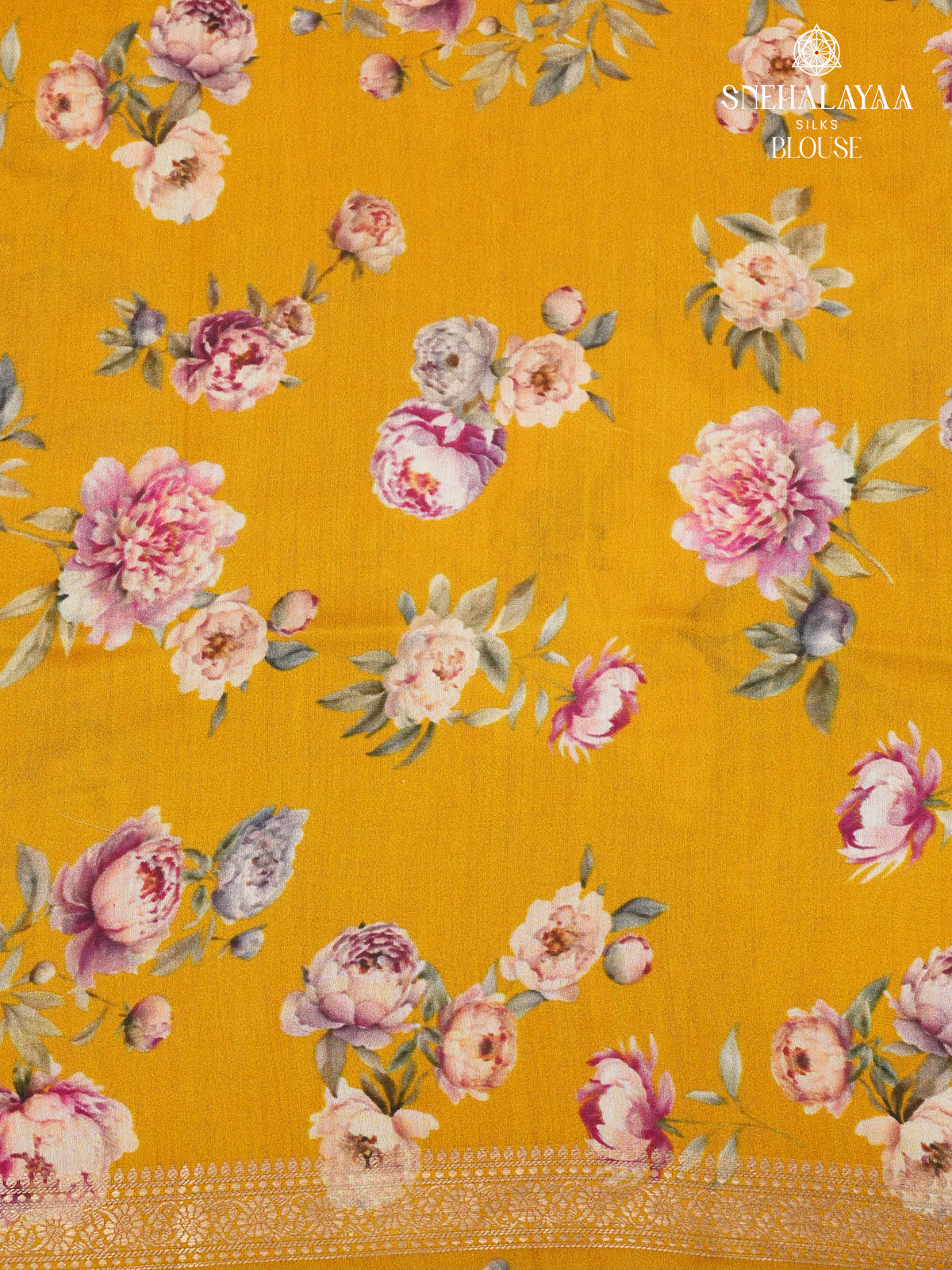 Mango Yellow Chiniya Silk Saree