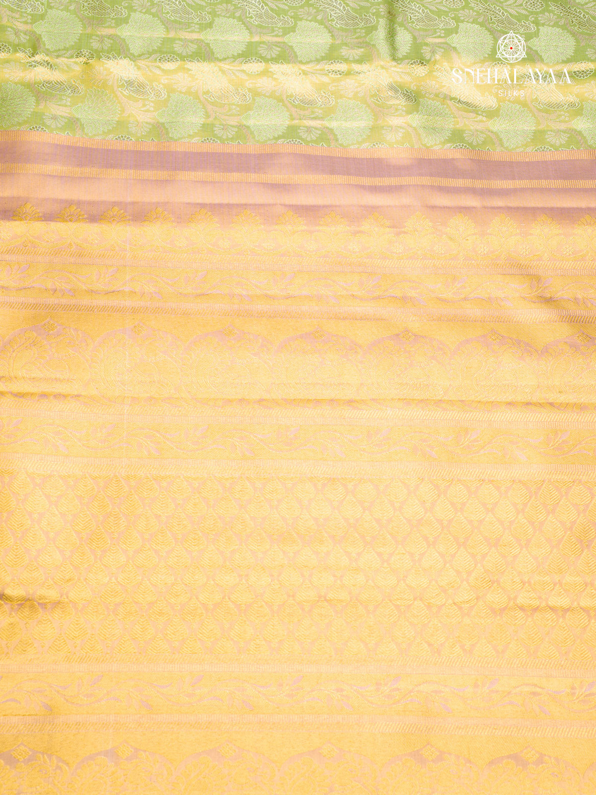 Lime Green Kanjivaram Silk Saree