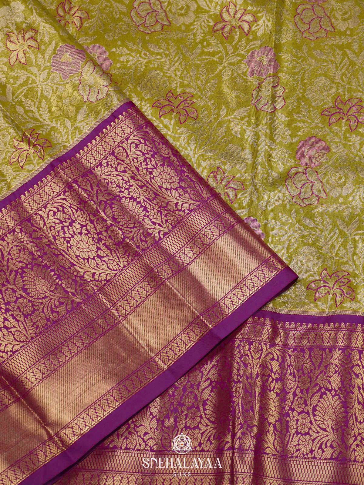Lemon Yellow Art Silk Saree