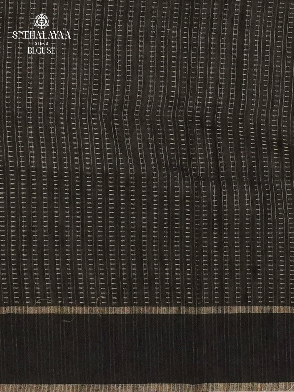 Black Munga Tussar Embroidery Saree