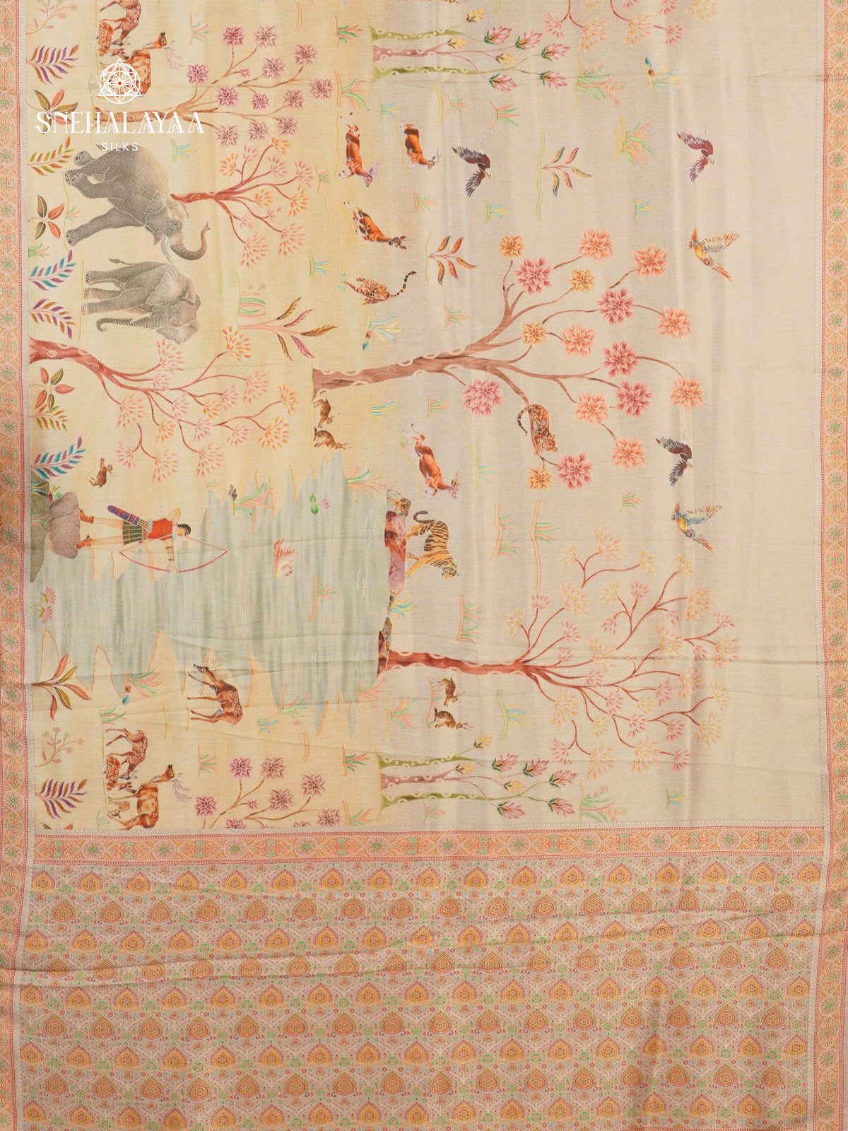 Beige Tissue Tussar Saree