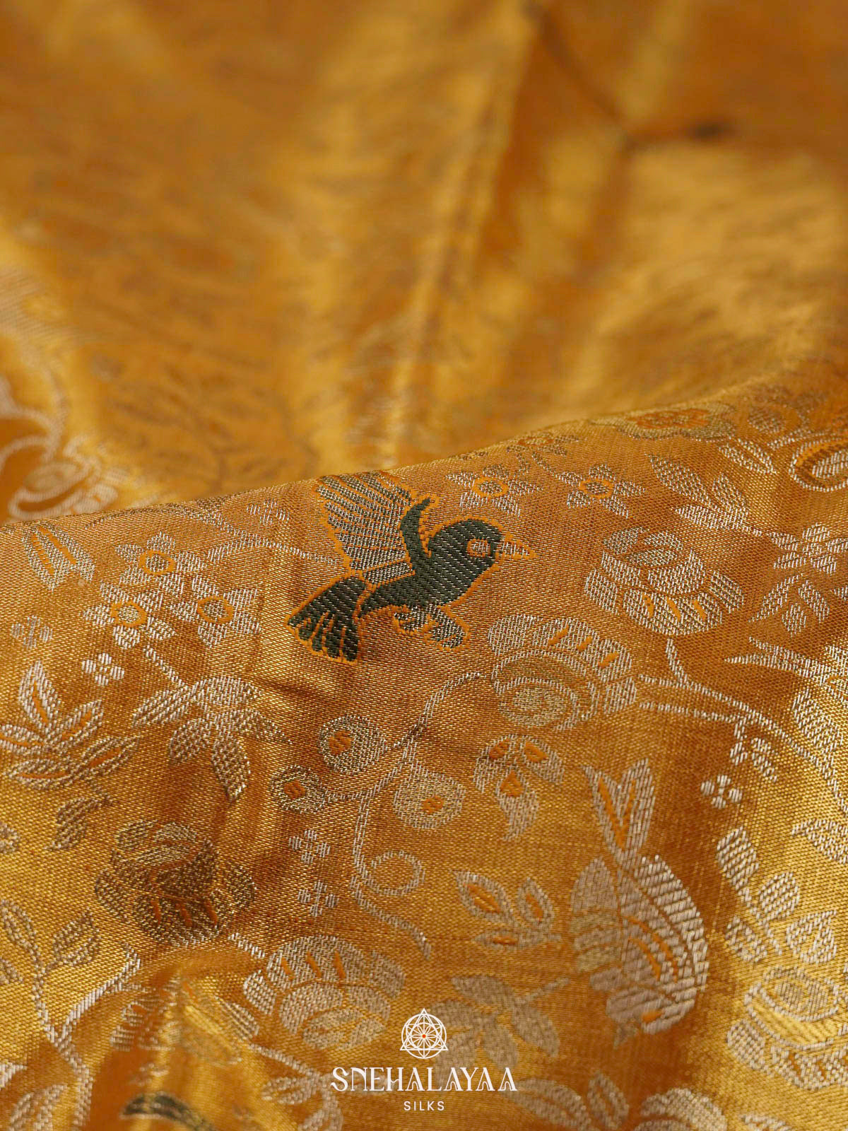 Golden Yellow Art Silk Saree