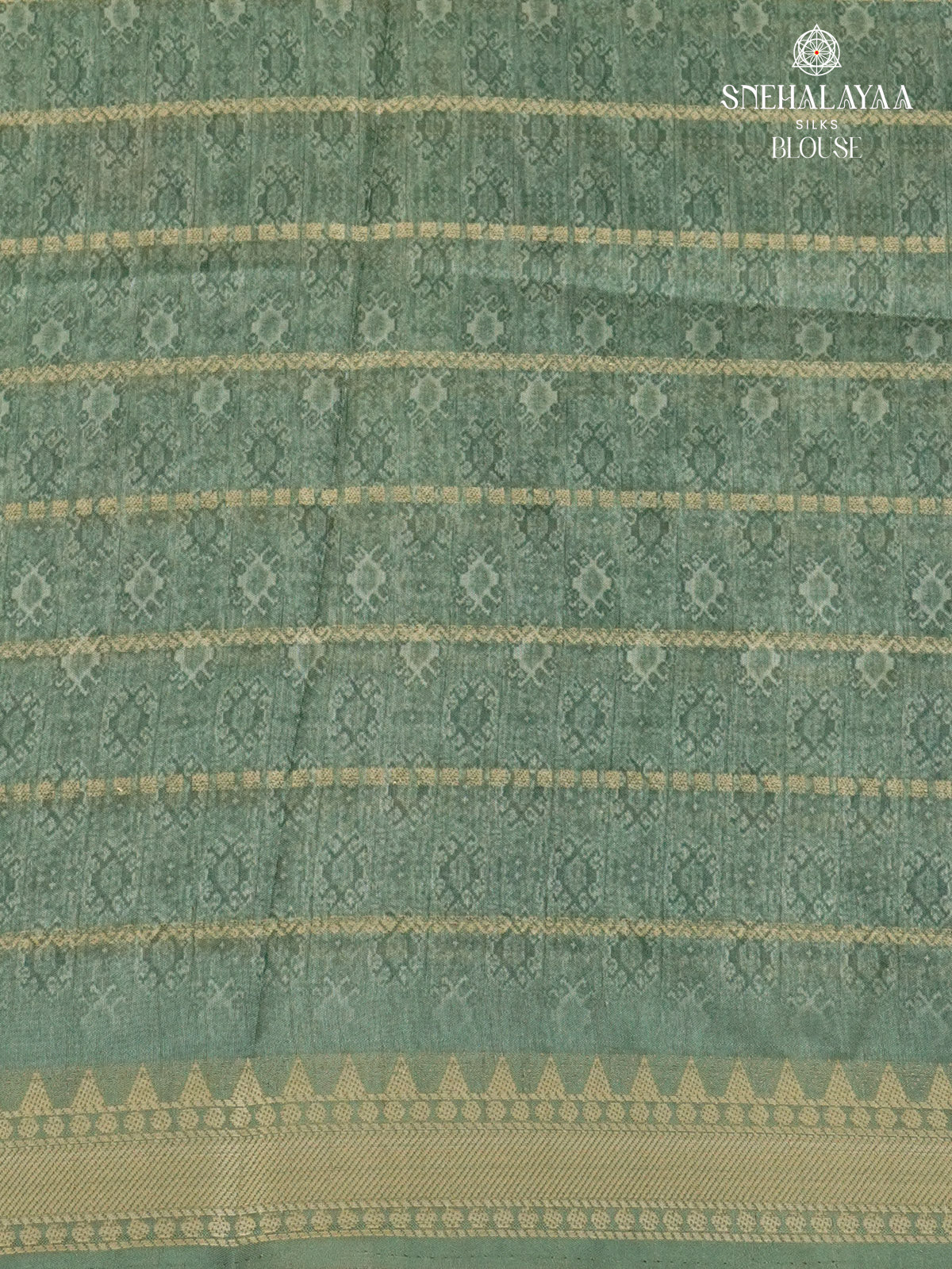 Pastel Green Floral Printed Tussar Saree