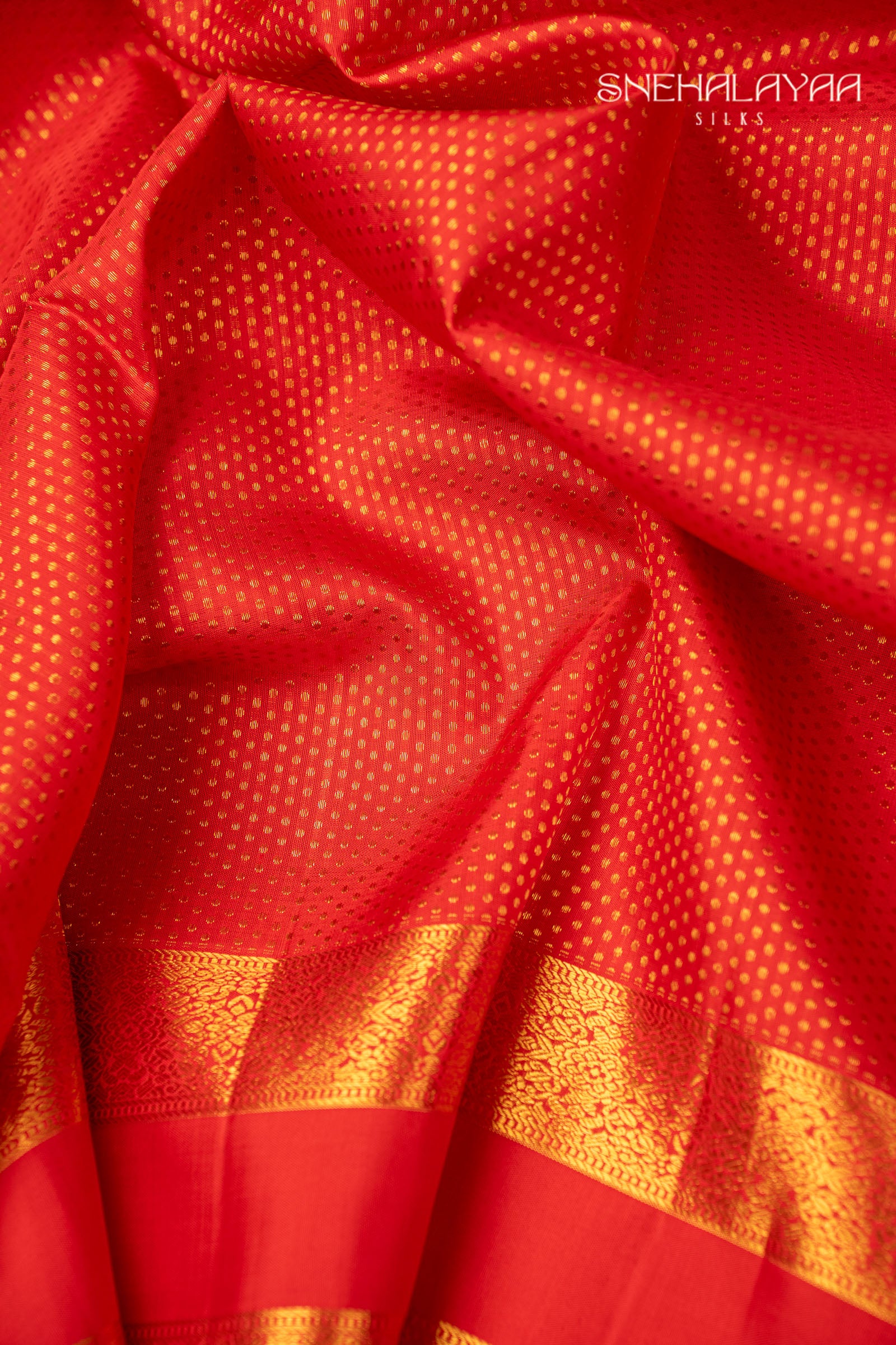 Red Orange Kancheevaram Silk Saree