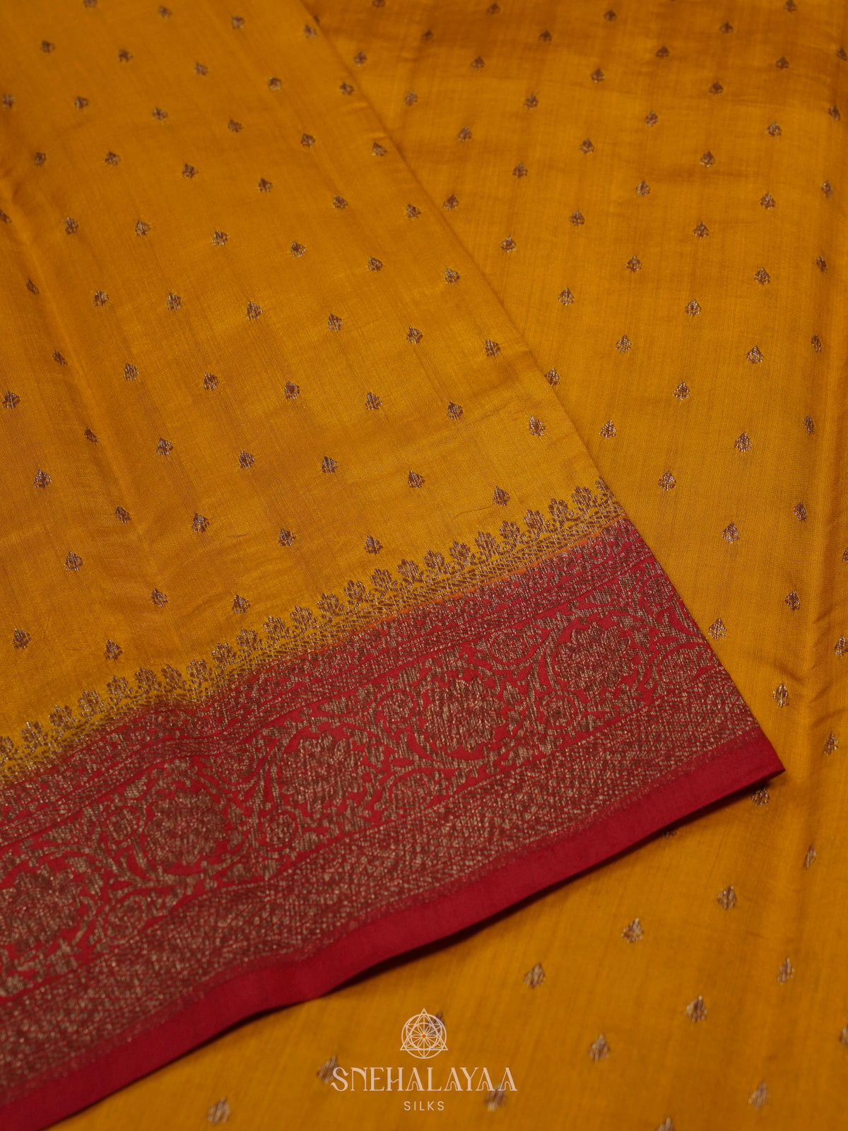 Orange Banaras Raw Silk Saree