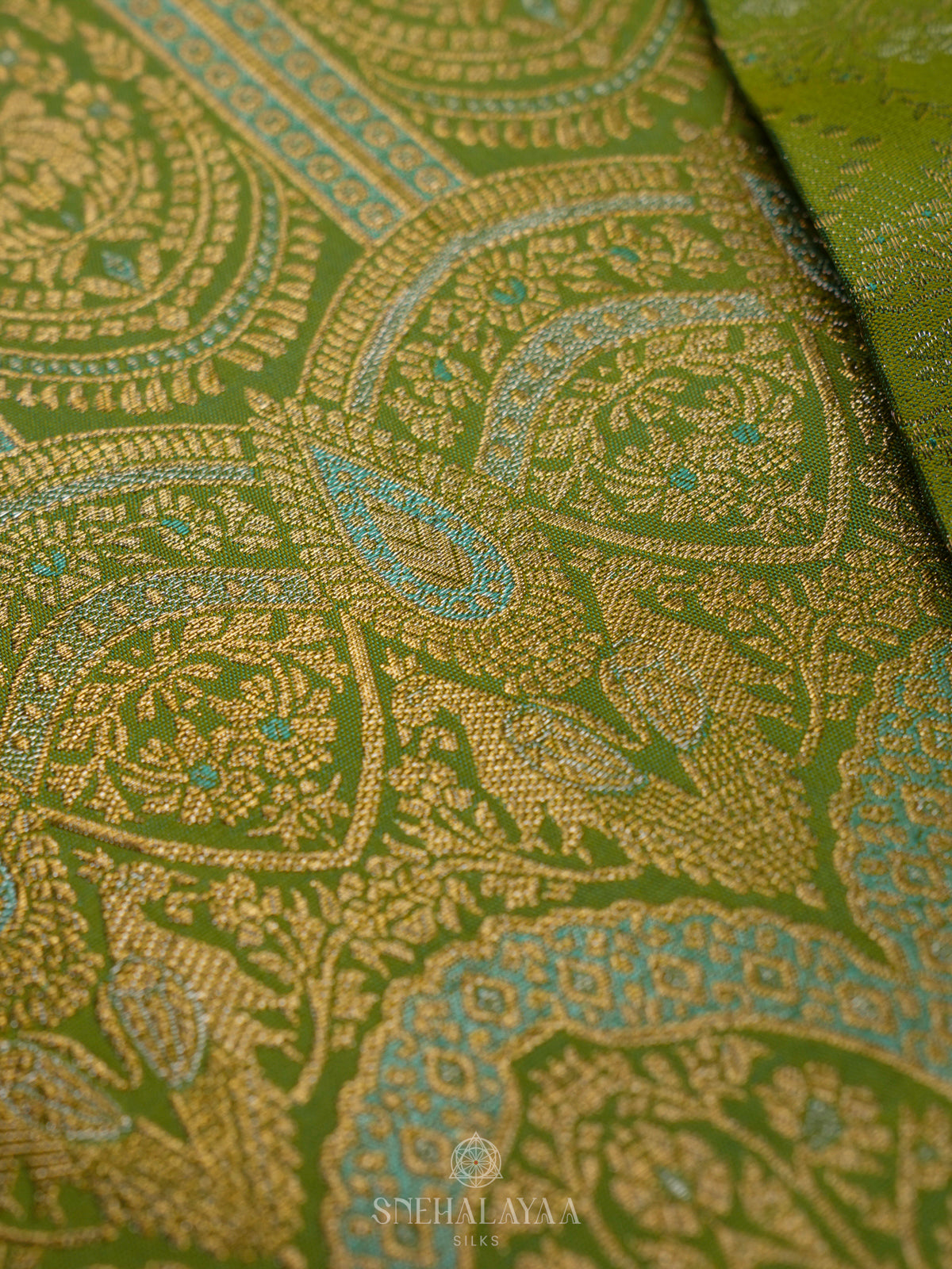 Lime Green Kanjivaram Silk Saree