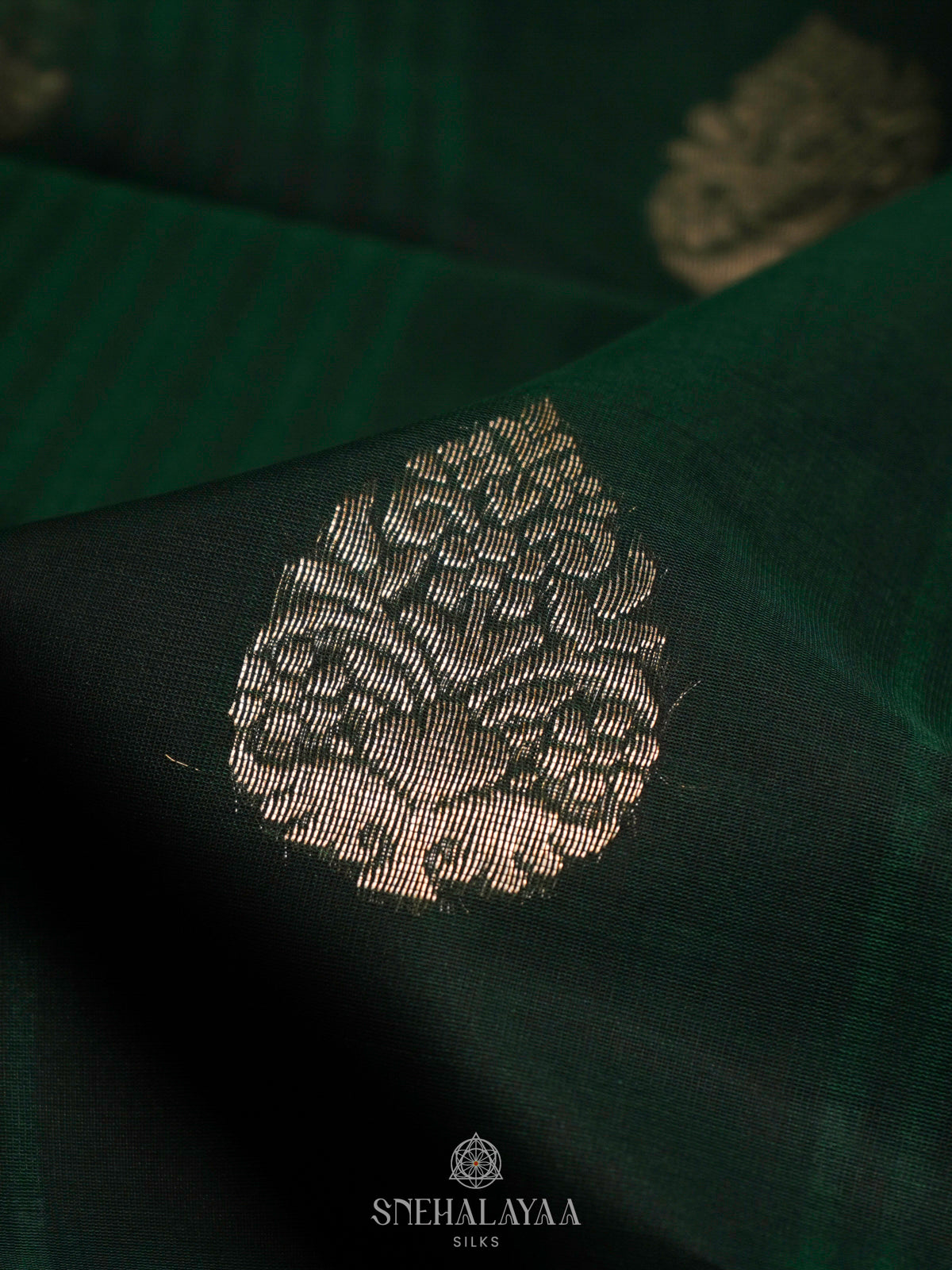 Forest Green Kora Silk Cotton Saree