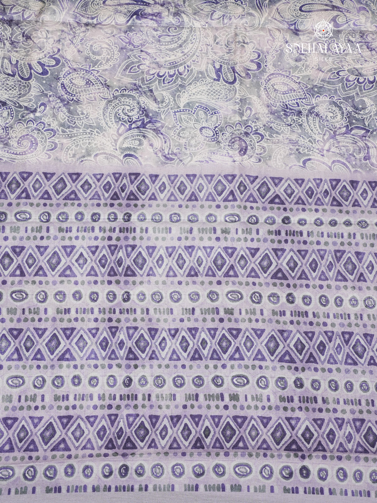 Purple Floral Printed Tussar Saree