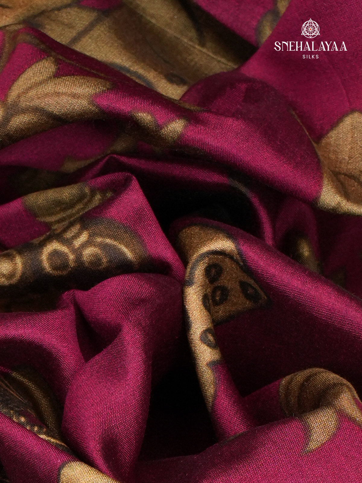 Magenta Chiniya Silk Saree