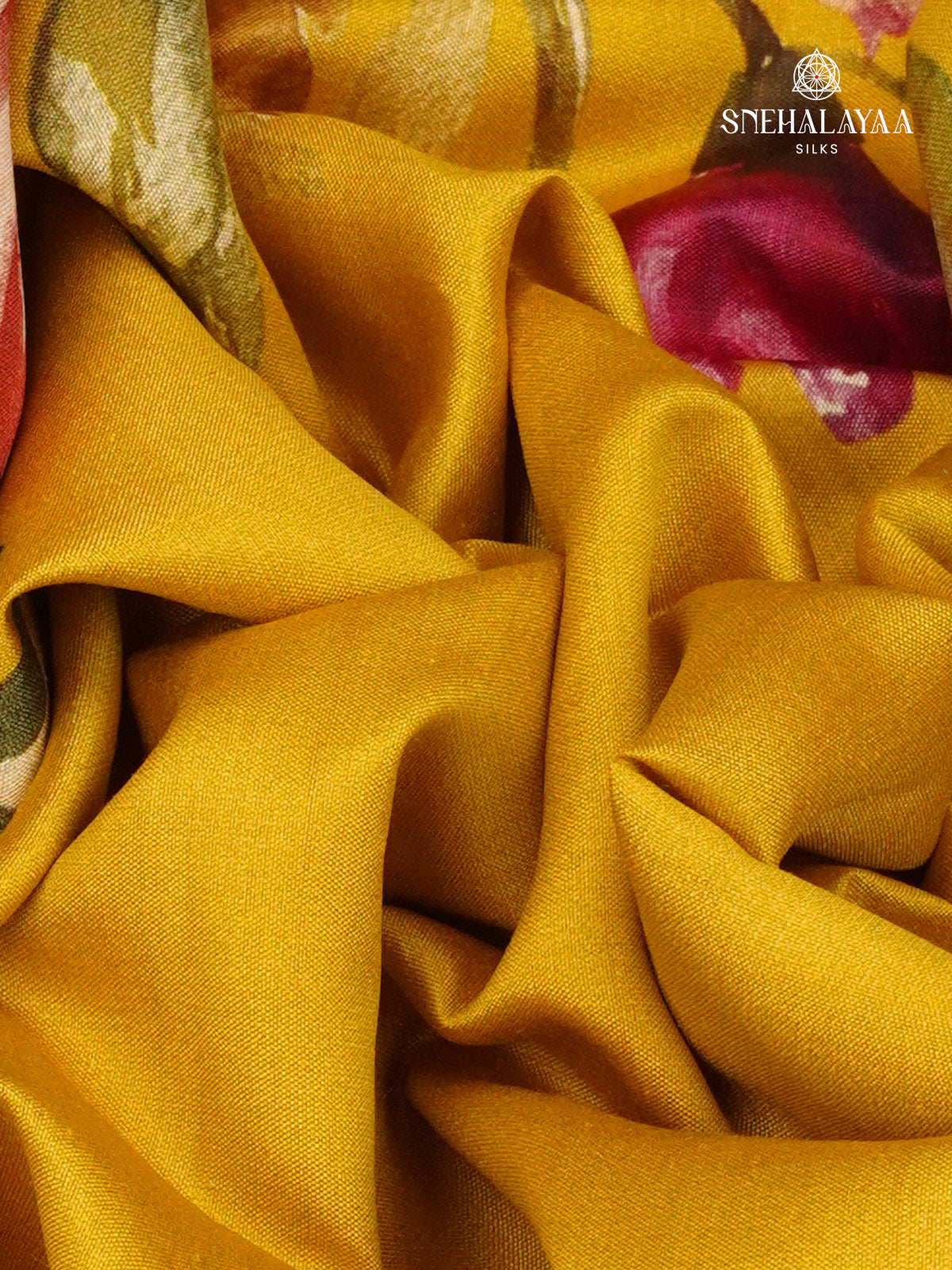 Mango Yellow Chiniya Silk Saree