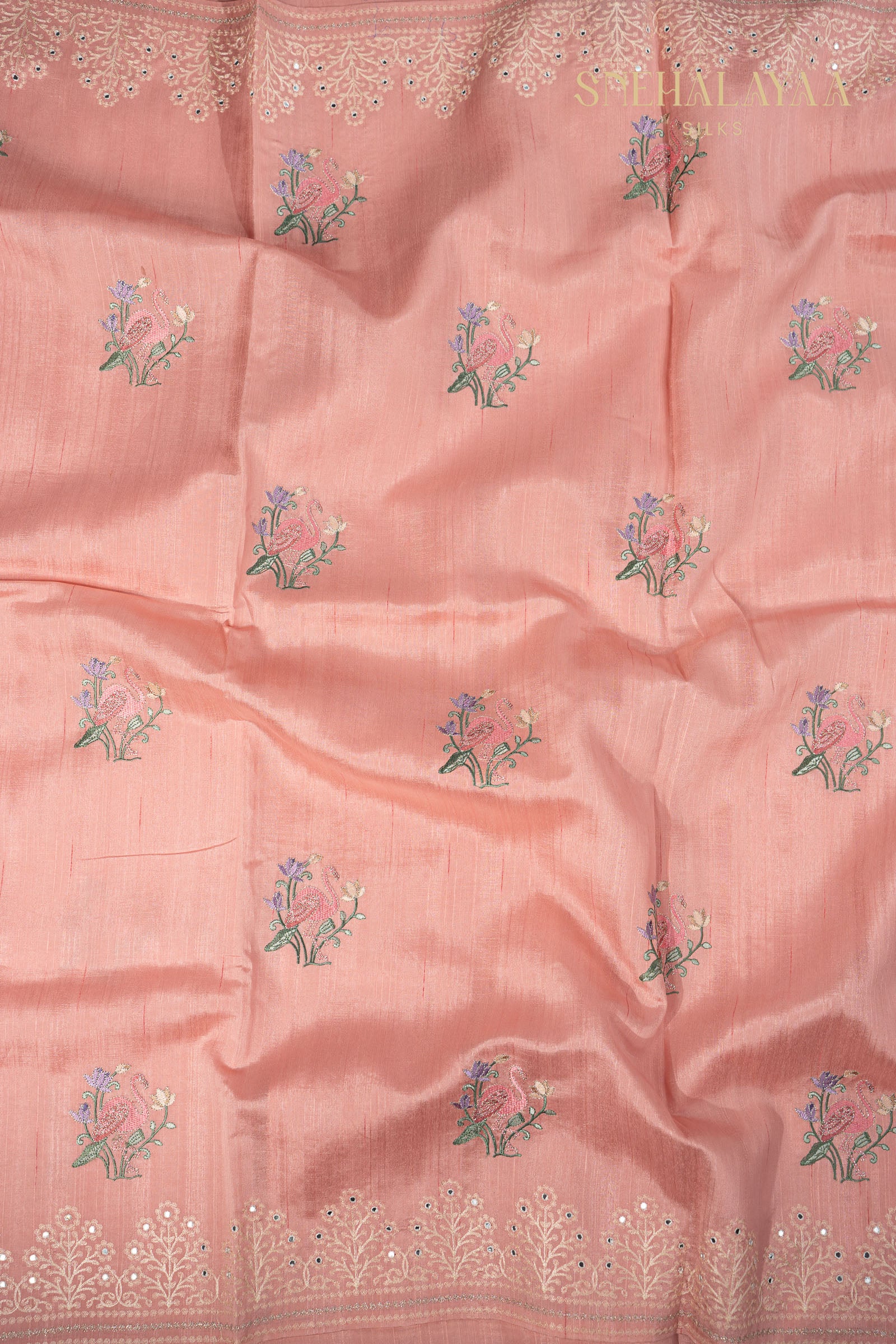 Rose Pink Raw Silk Saree