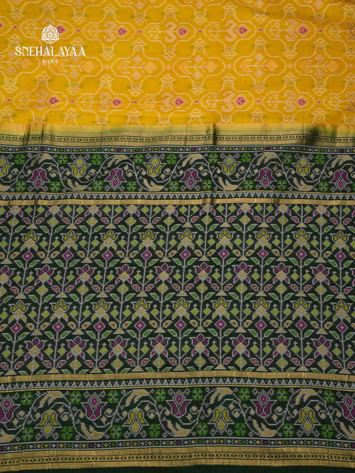 Mango Yellow Ikat Saree