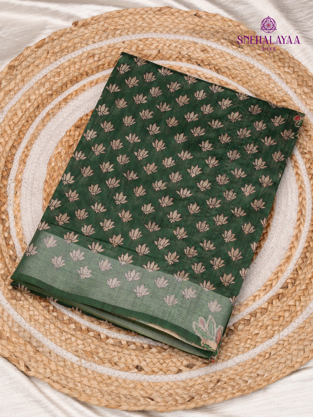 Forest Green Munga Tussar Saree