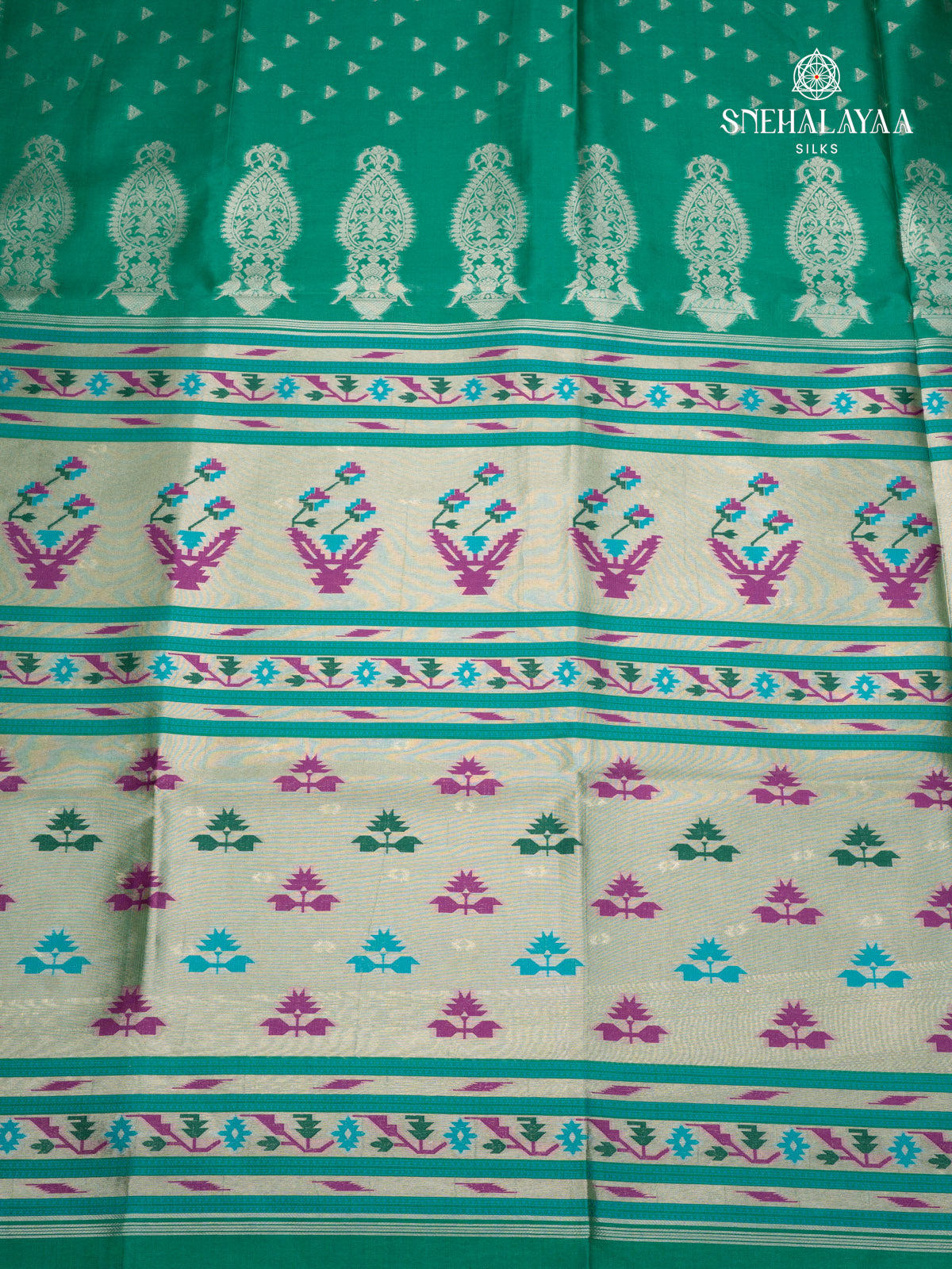 Teal Blue Jute Saree