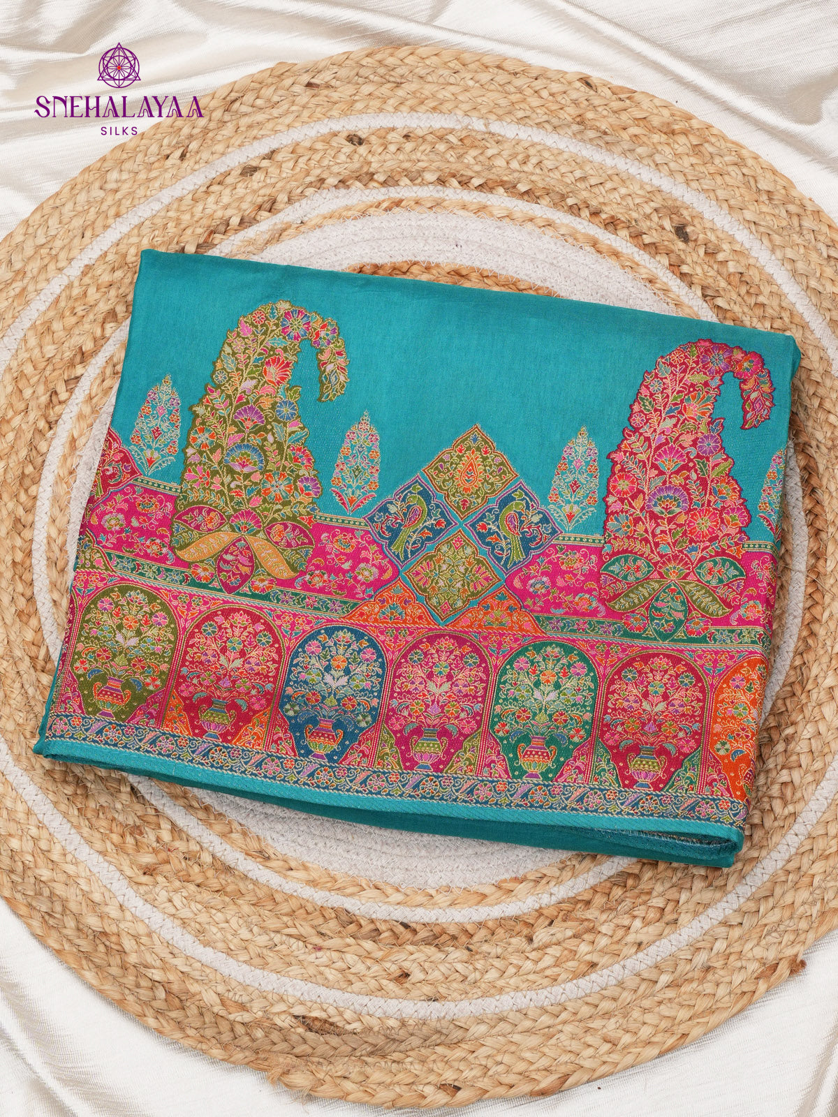 Sky Blue Banaras Silk Saree