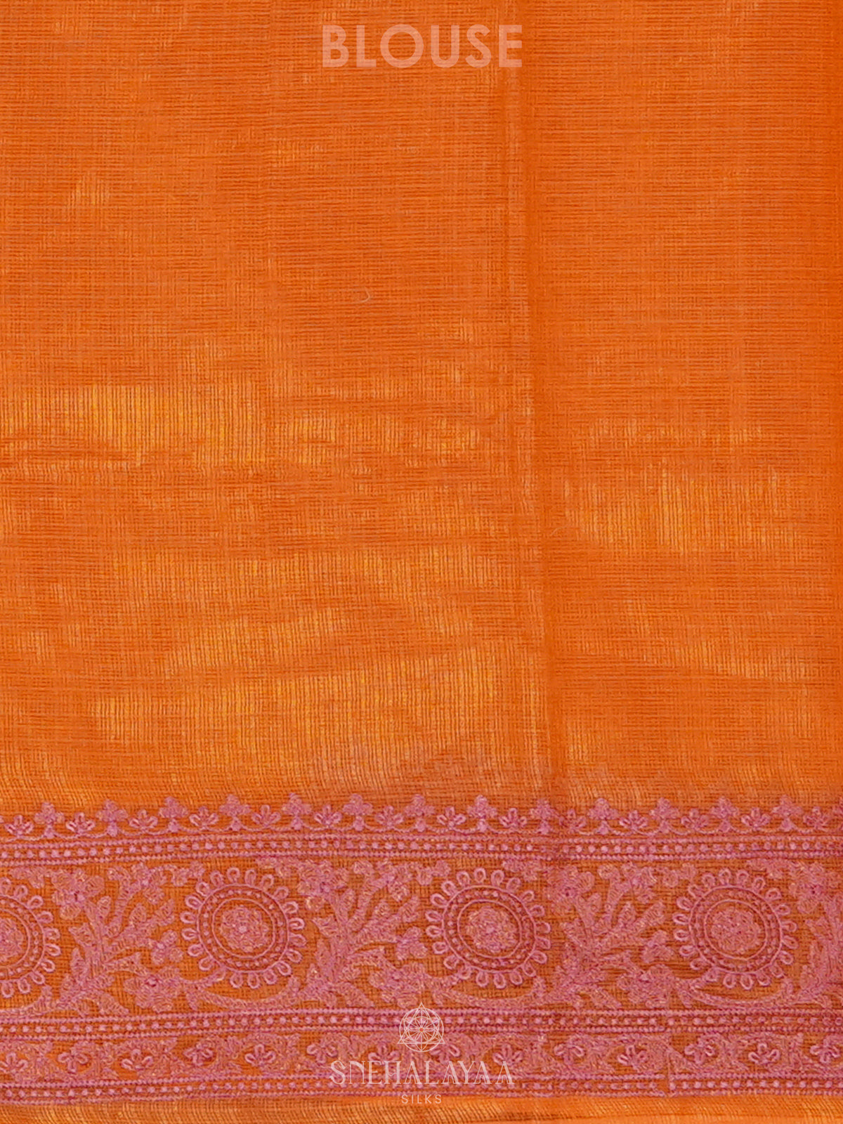 Orange Kota Embroidery Saree