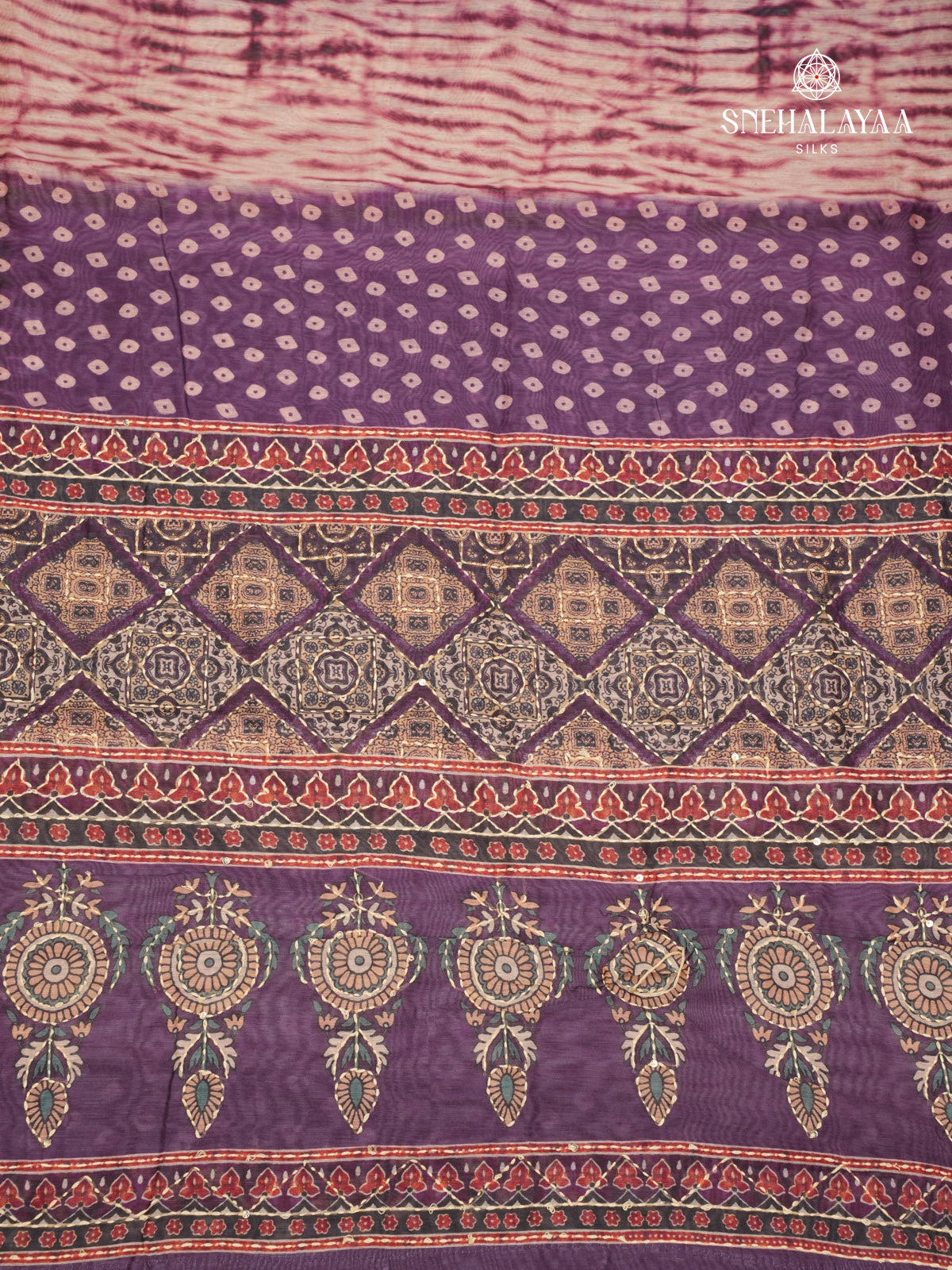 Purple Linen Embroidery Saree
