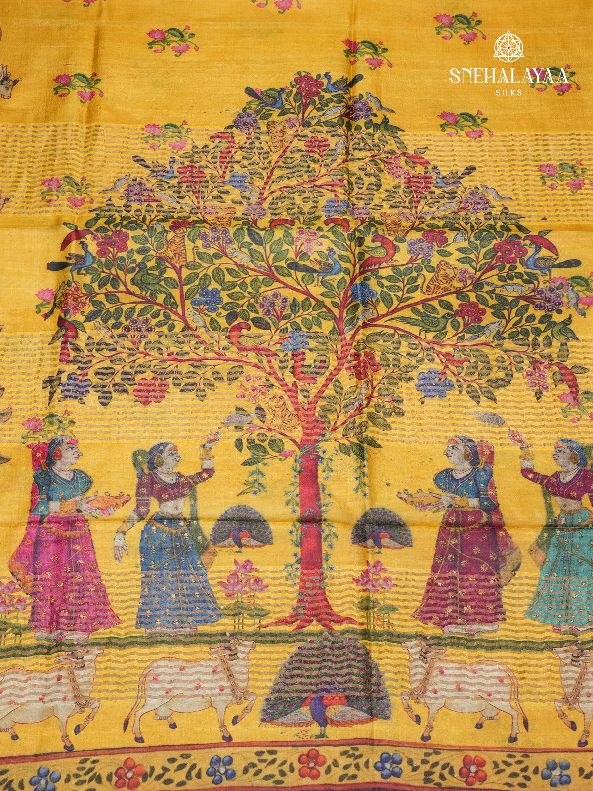 Yellow Tussar Silk Saree