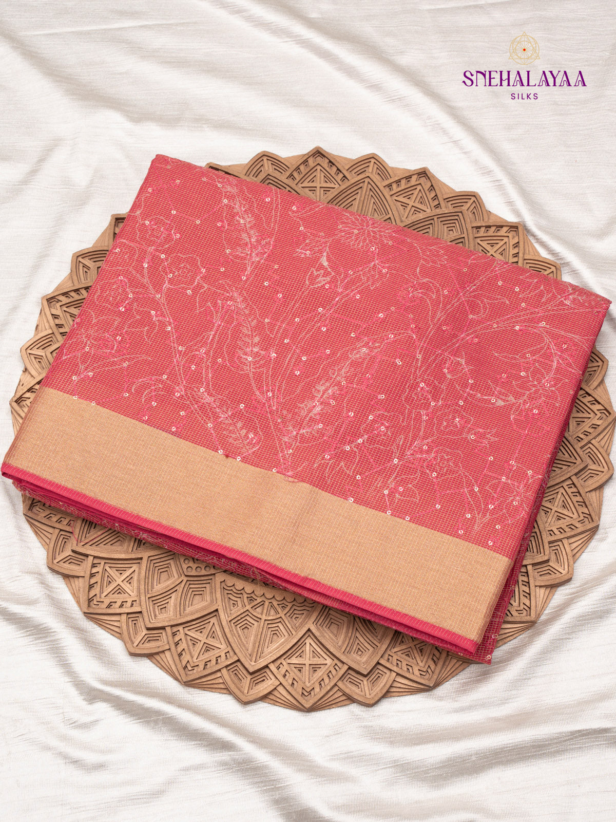 Pink Dola Silk Embroidery Saree