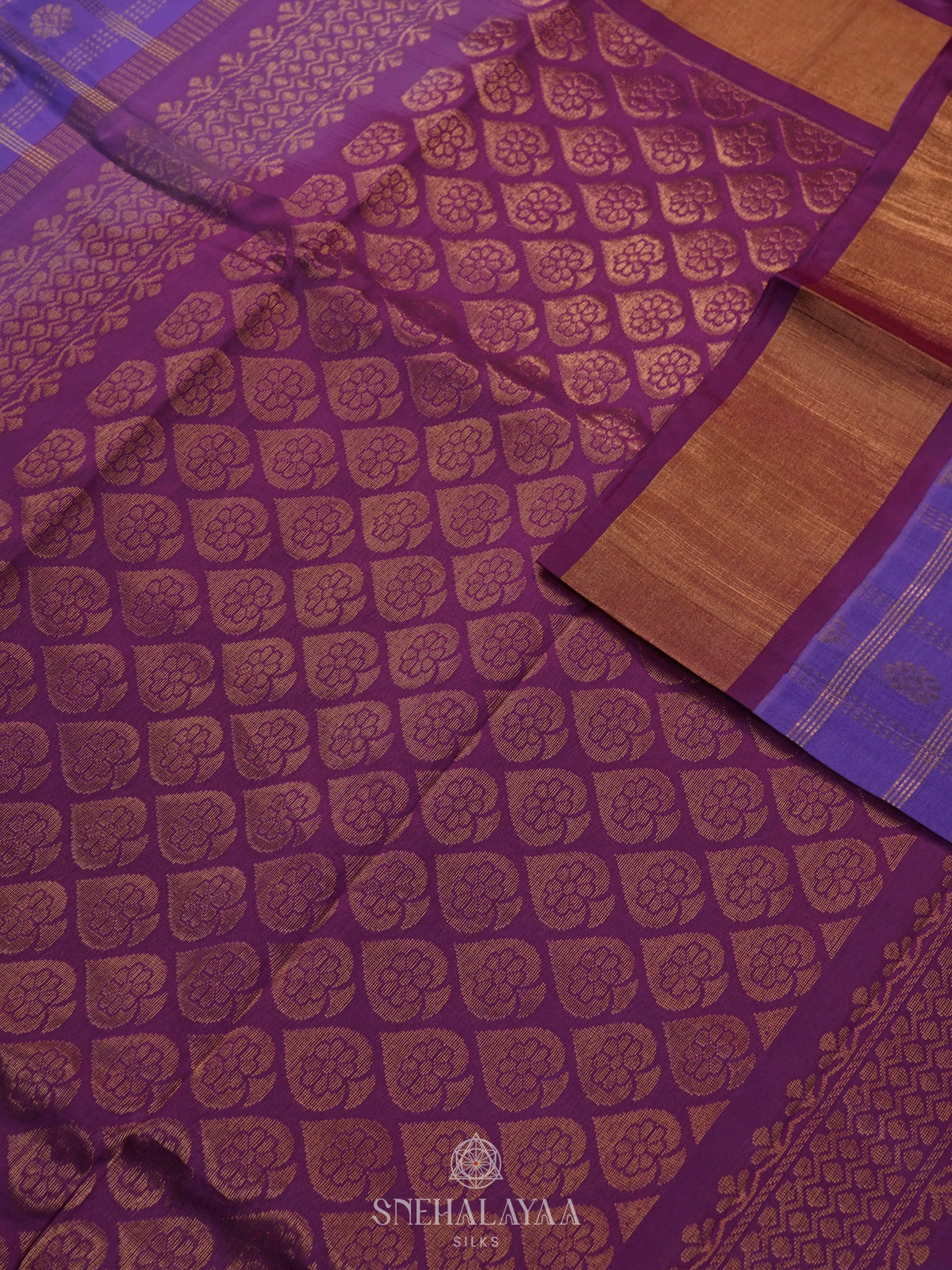 Purple Kuppadam Silk Cotton Saree with Rich Zari Pallu