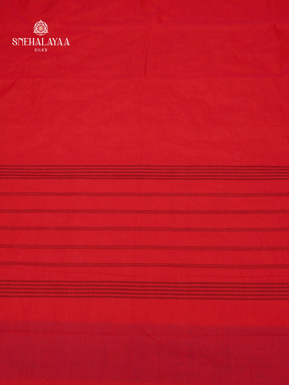 Red Kanchi Cotton Saree with Maroon Zari Border and Mustard Edge
