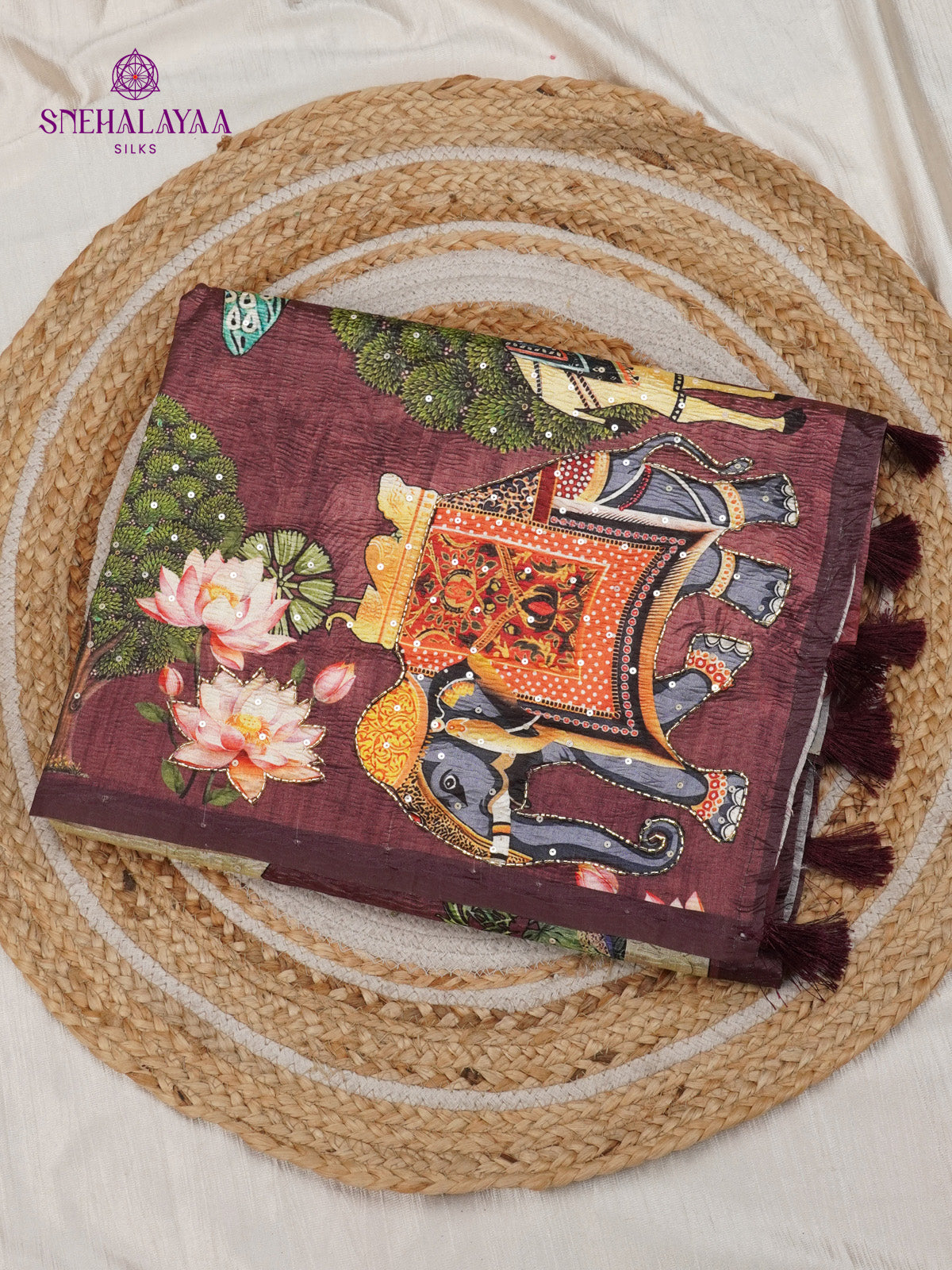 Burgundy Crush Embroidery Saree